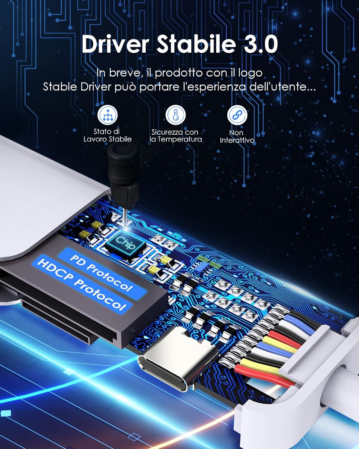 Detalle de LENTION Hub USB-C 7 in 1 con HDMI 4K 60Hz e PD 100W, lettore SD/TF (argento)