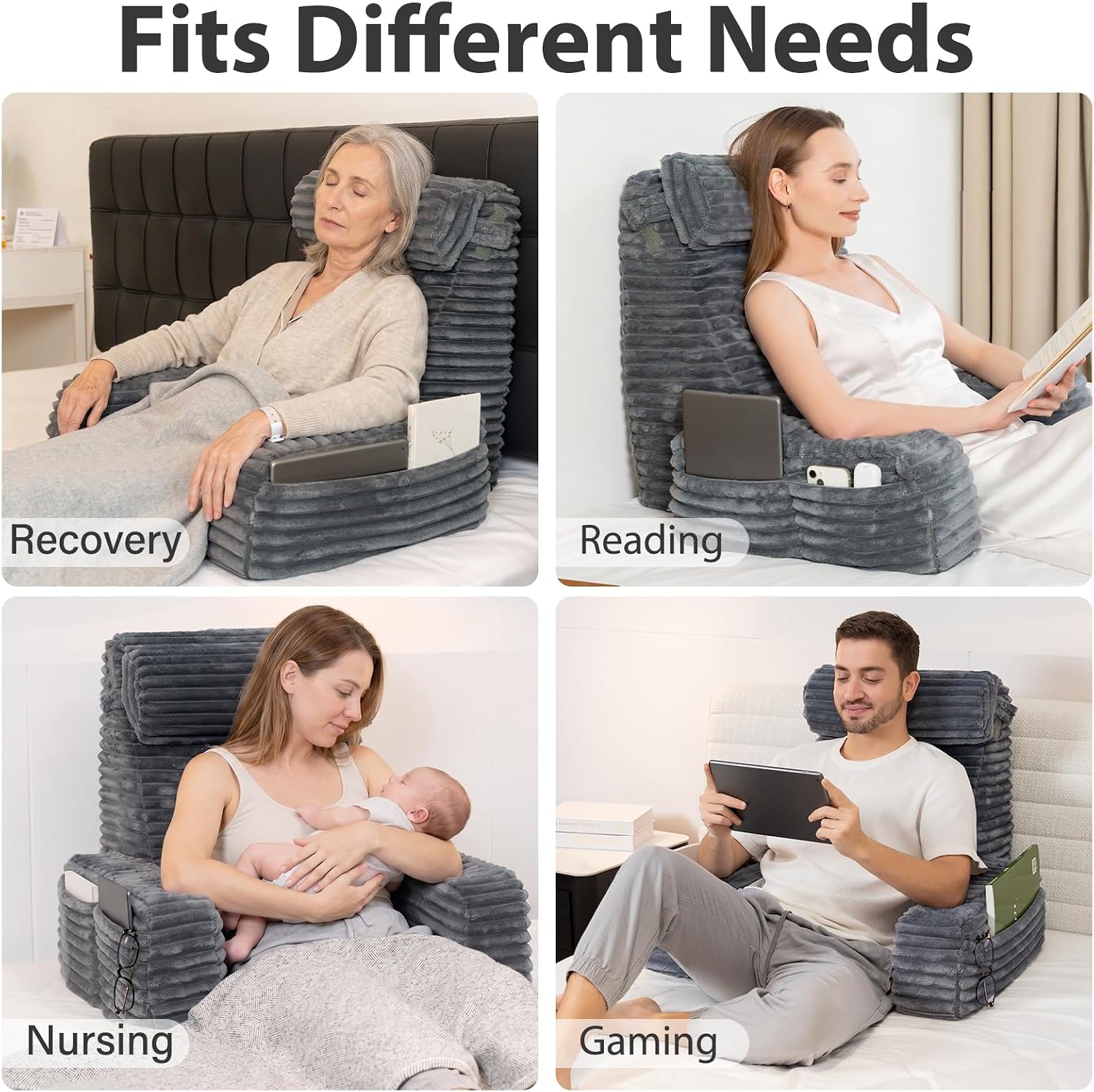 Thumbnail 6 de ENITYA 22" XL Back Pillow for Bed Reading with Arms ๐