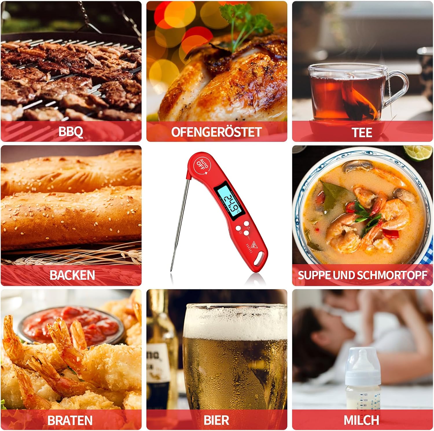 Detalle 1 de DOQAUS Grillthermometer mit 3 s Sofortablesen