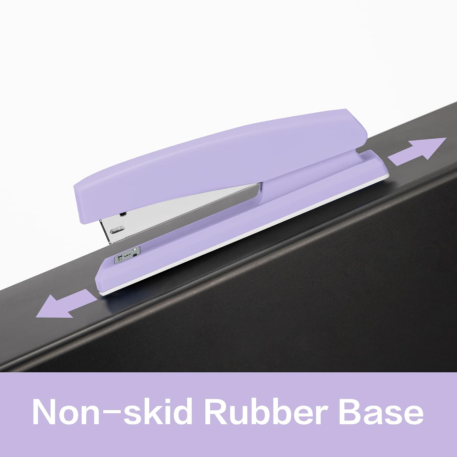 Detalle de Desktop-Heftgerät Deli für Büro: bis zu 25 Blatt, inkl. 1.000 Heftklammern (violett)