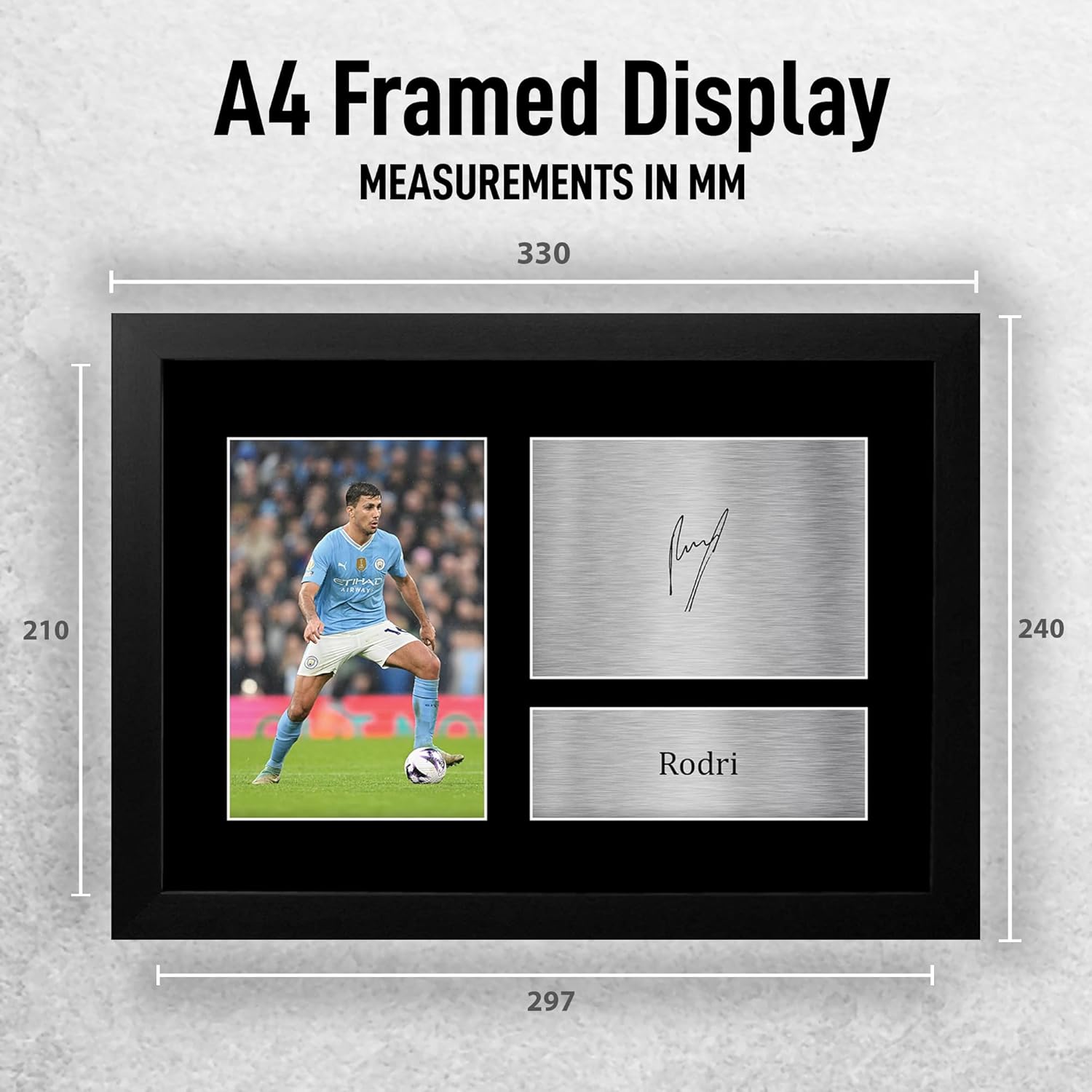 Thumbnail 1 de HWC Trading Rodri Manchester City A4 framed signed autograph photo gift (printed) for football fans