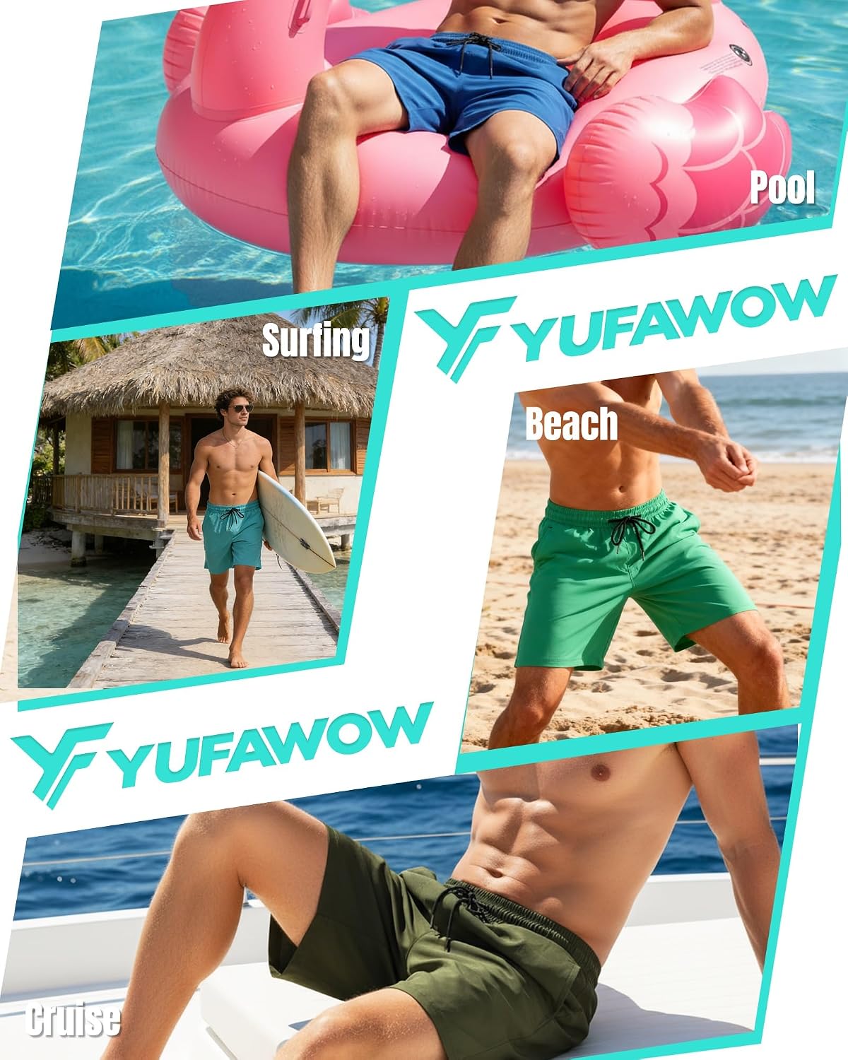 Detalle de Yufawow Men's Swim Trunks, 7-Inch