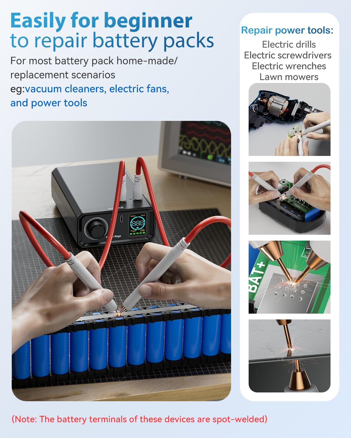 Thumbnail 3 de AWithZ UK1 : poste à souder par points sans fil 9000 W pour batteries DIY (commande au bouton rotatif)