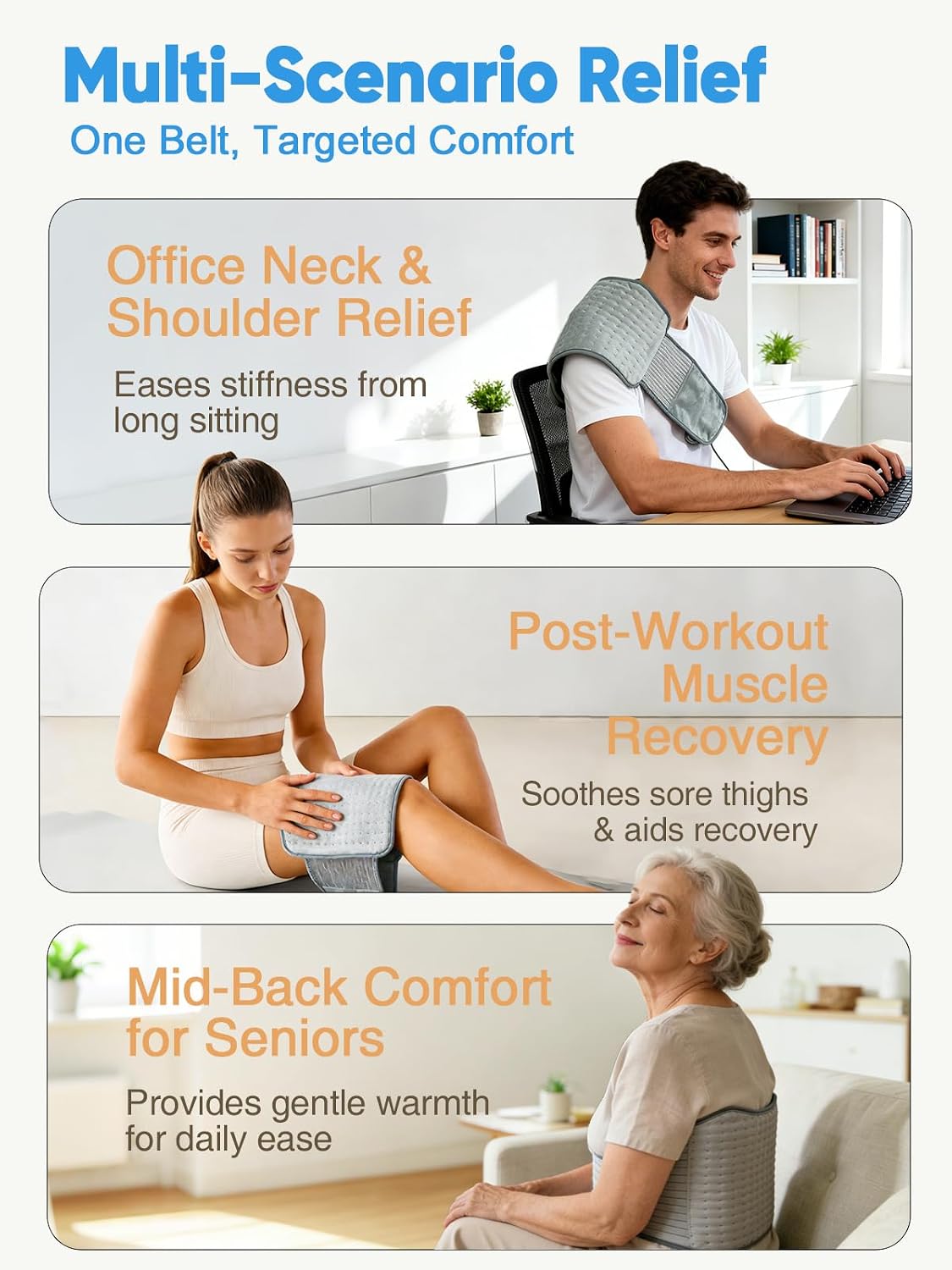 Detalle de misognare Upgraded Electric Heating Pad with Adjustable Waist Belt, 6 Temperatures & 4 Timers