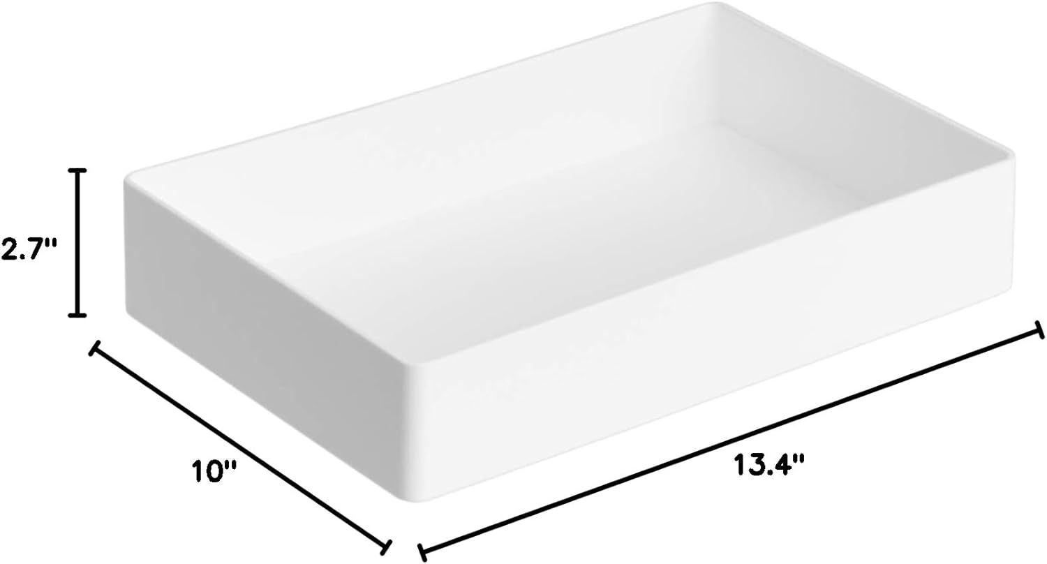 Thumbnail 4 de Amazon Basics Rectangular Plastic Desk Organizer Bundle — 3 Pieces (2 Letter Trays + 1 Accessory Tray) in White