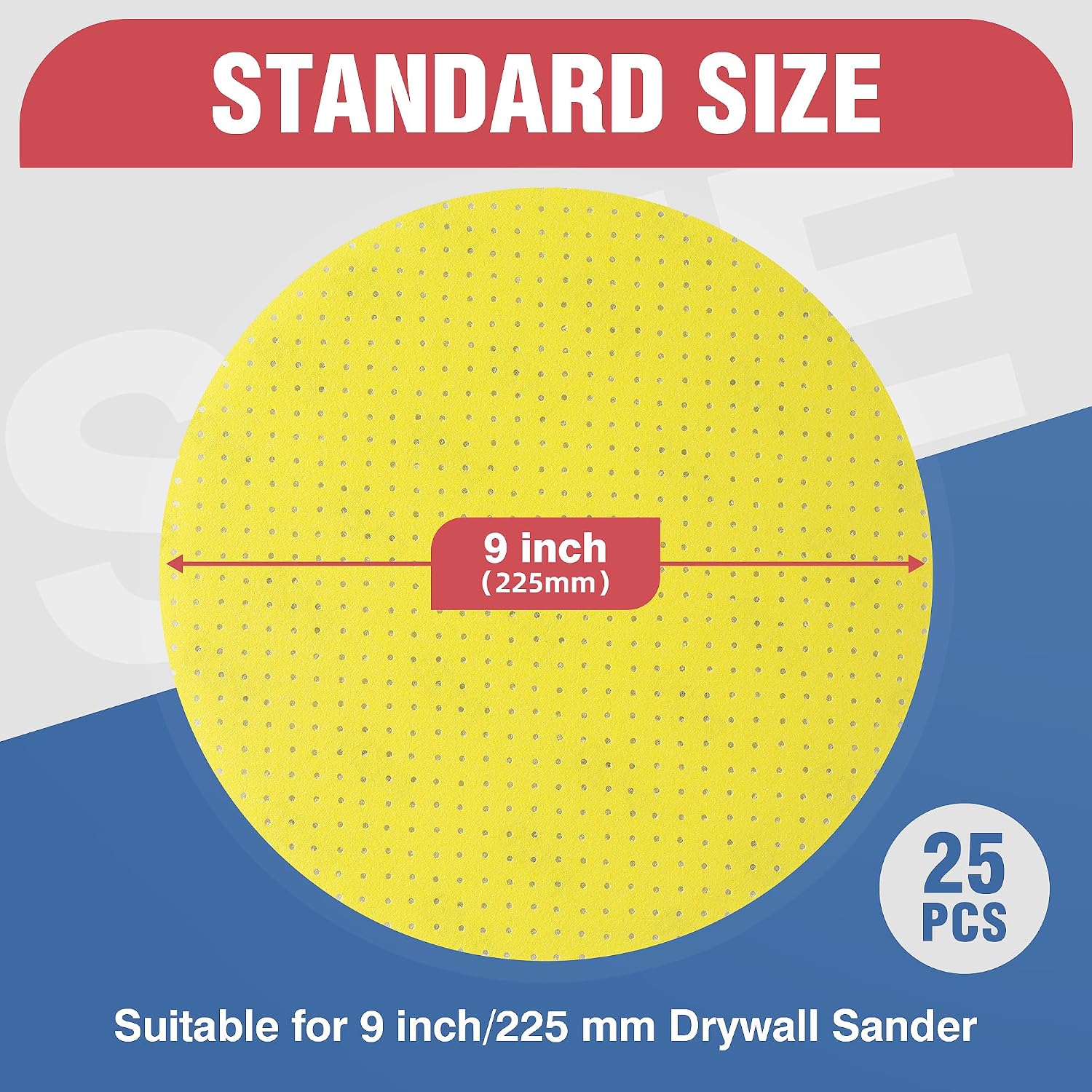 Detalle de Selead Schleifpapier 225 mm Klett-Dauer-Schleifpads (Korn 120) – 25 Schleifscheiben perforiert