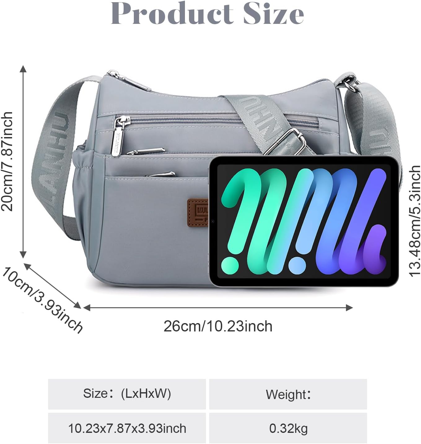 Detalle de LassZone Women's Multi-Pocket Casual Crossbody Bag – Water-Resistant Nylon, Adjustable Strap