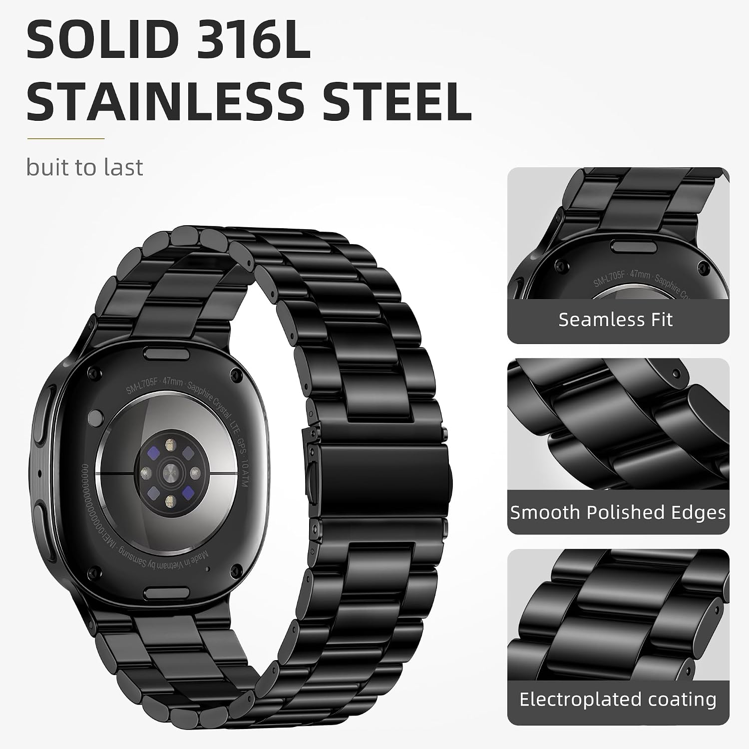 Detalle de Lerobo Samsung Galaxy Watch Band, 316 Stainless Steel