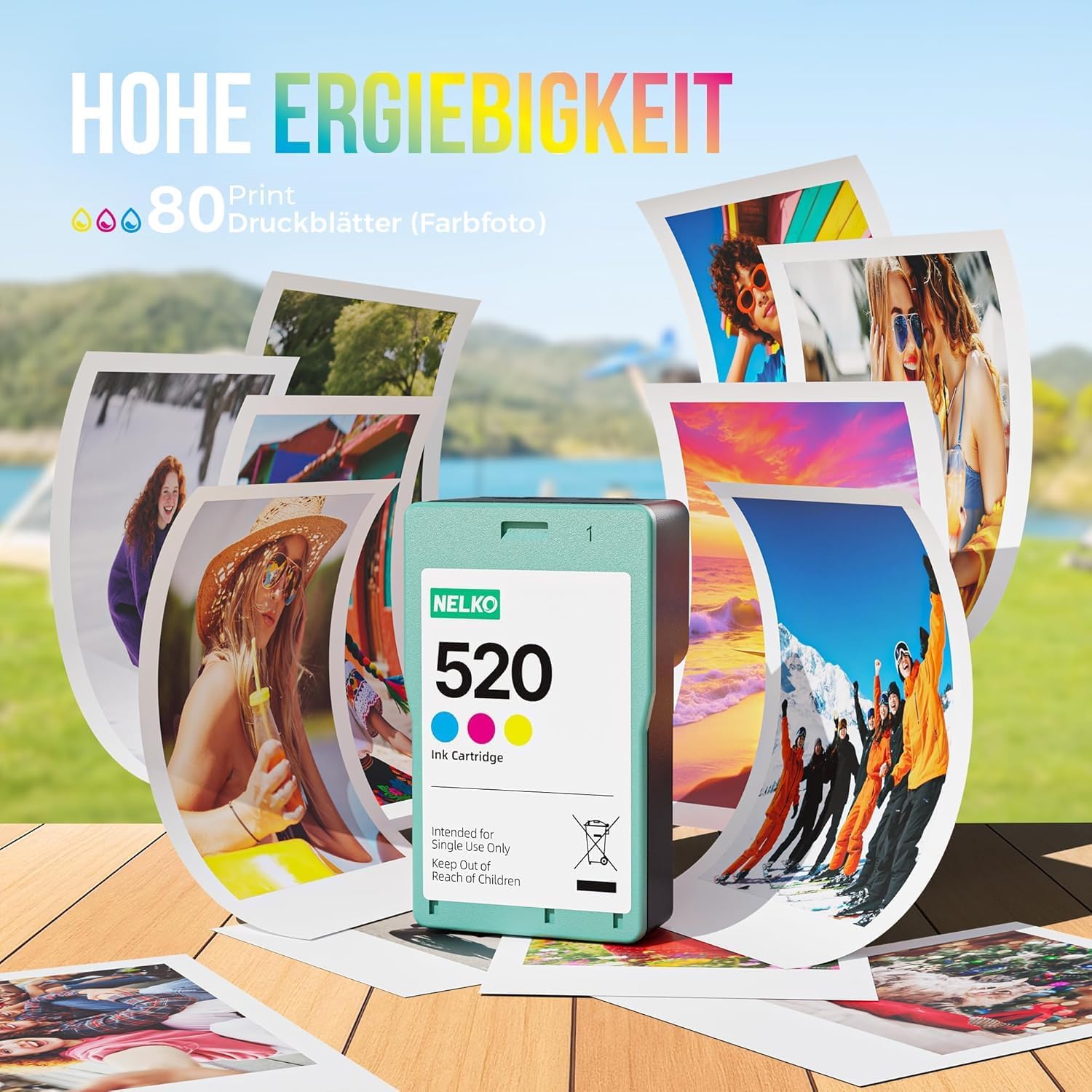 Detalle de Nelko 520 Original Farbtintenpatrone für Nelko PP01 Fotodrucker – 1 Stück