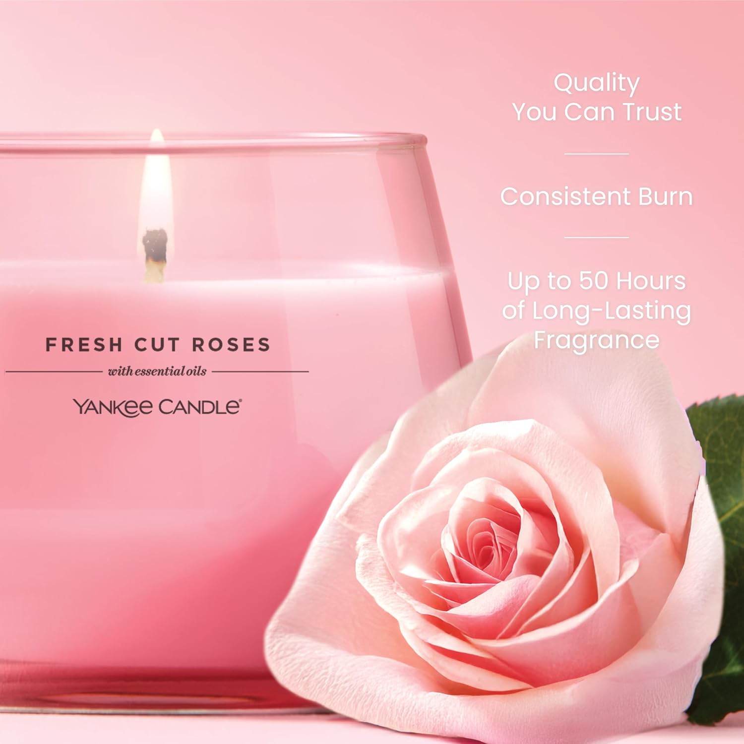Detalle de Bougie parfumée Yankee Candle Studio Fresh Cut Roses (40 à 65 h) : roses fraîches, ambiance soignée
