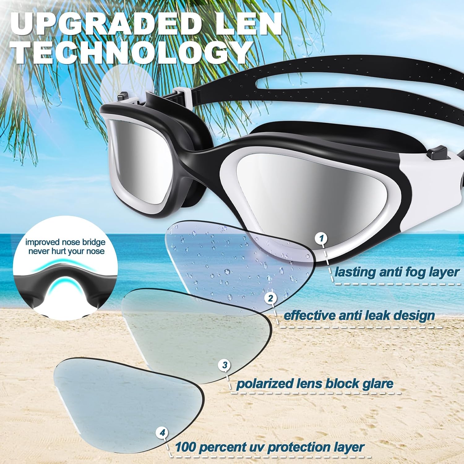 Detalle de HotSrace Swimming Goggles: Anti Fog, Anti UV, No Leakage