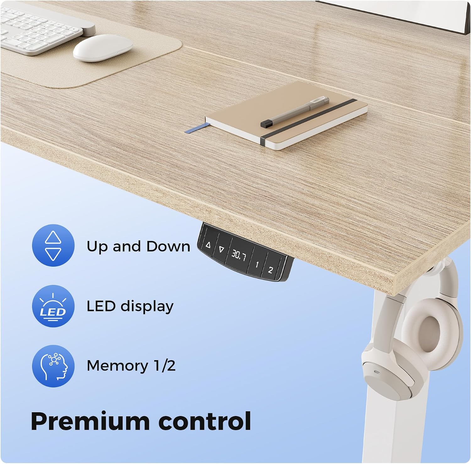 Thumbnail 6 de Agilestic DJ 40 x 24-Inch Electric Standing Desk, Maple, Memory Presets