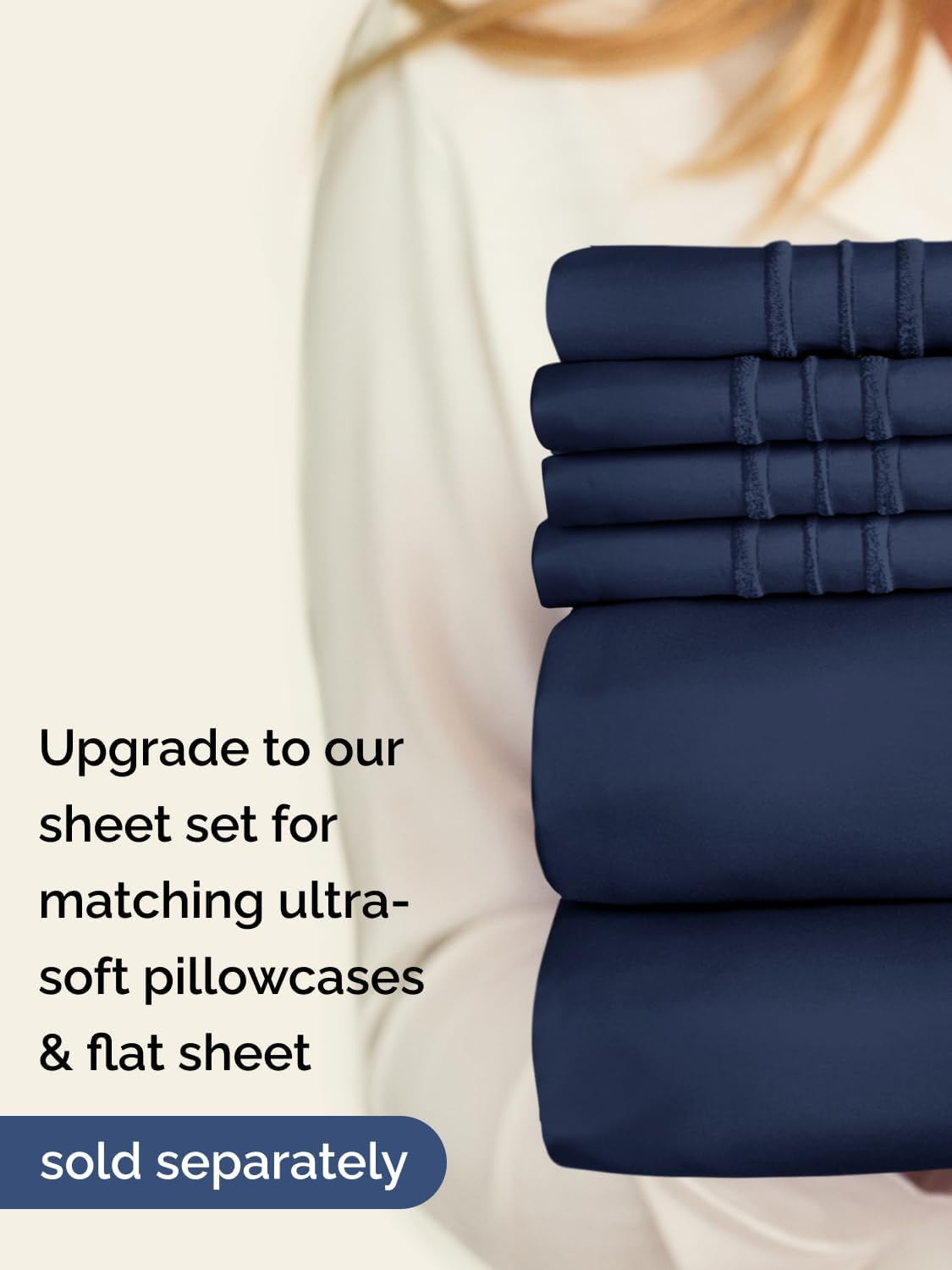 Thumbnail 6 de Extra Deep Queen Fitted Sheet by CGK Unlimited — Navy Blue, 18–24" Deep Pockets