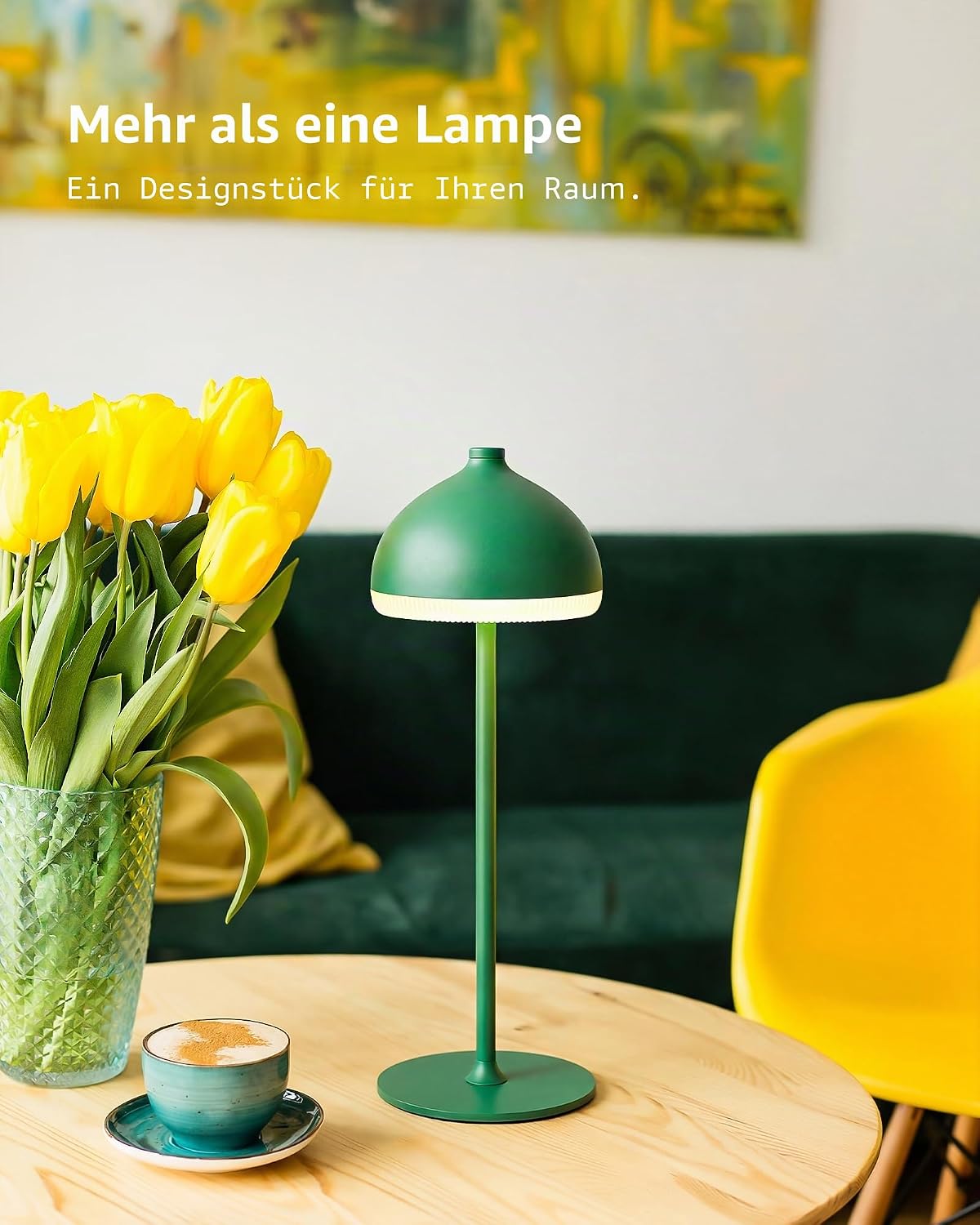 Detalle de LuminexDesigns 2er LED Tischlampe kabellos mit Akku – dimmbar, IP54 Schutz, Vintage-Design