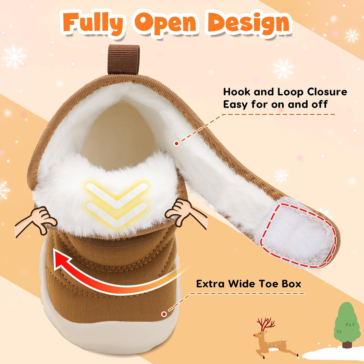 Detalle de BARERUN Toddler Winter Boots with Faux Fur