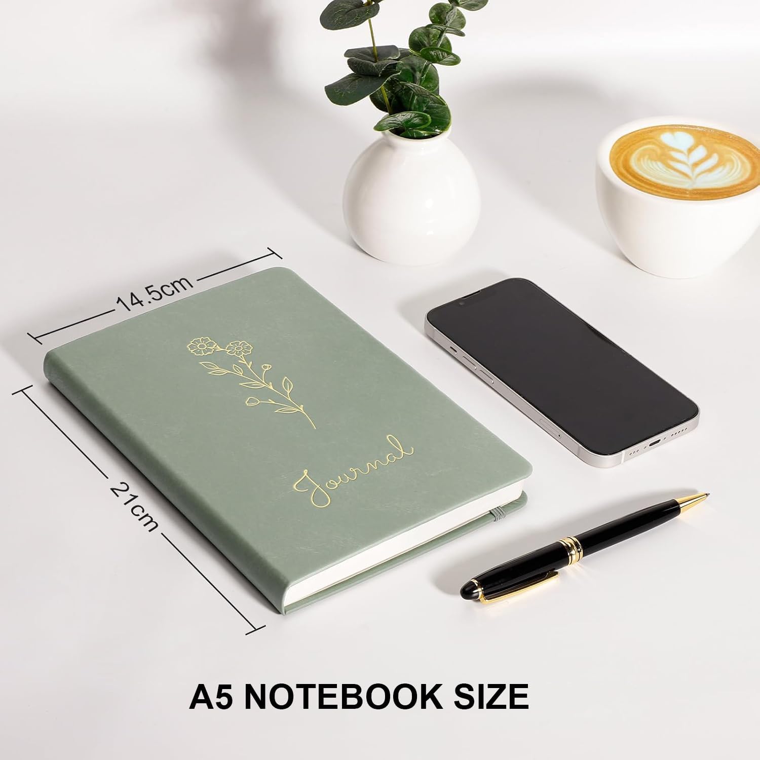 Detalle 2 de AUTEMPO A5 Lined Hardback Journal Notebook (Sage Green) – 192 Pages, 100gsm