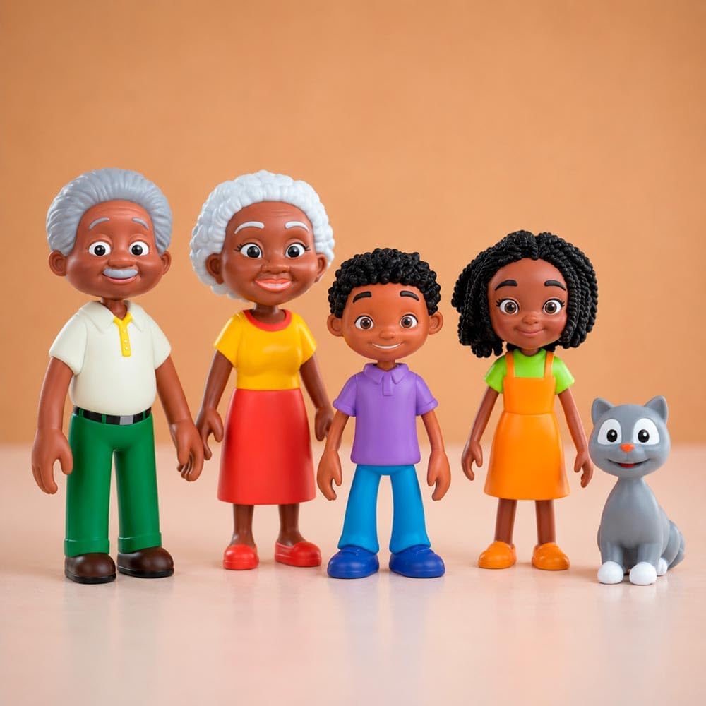 Detalle 2 de Miniland Rodzina o ciemnej karnacji – 8 figurek do zabawy symbolicznej