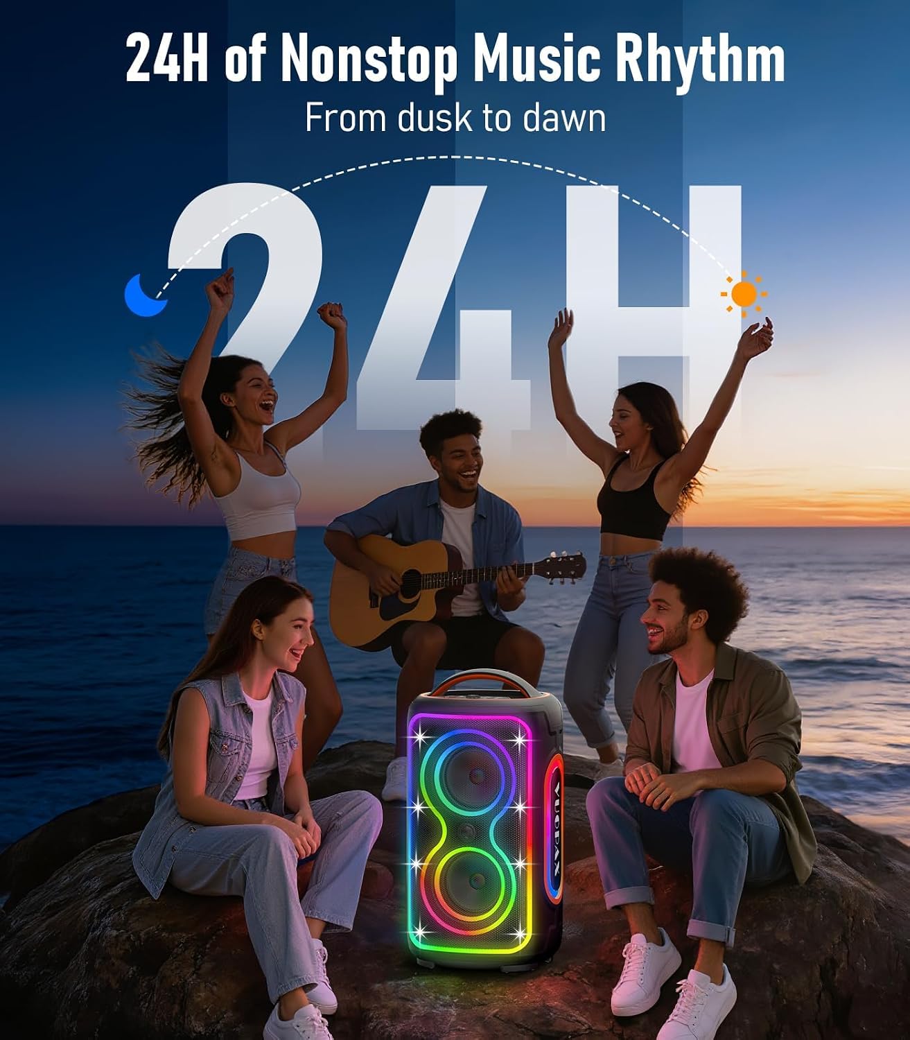 Detalle 2 de VUOPAX Bluetooth Speaker Loud 240W Peak Portable Wireless Party Speaker