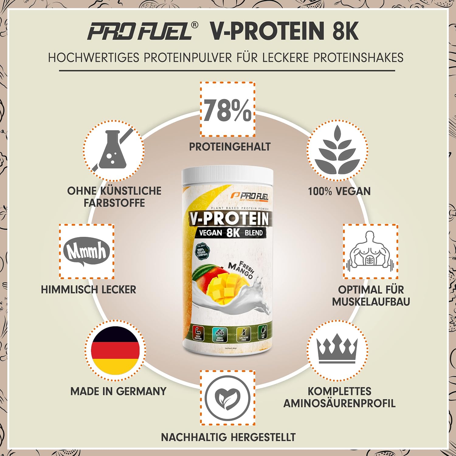 Detalle 2 de V-Protein 8K Blend Banane – Veganes Proteinpulver