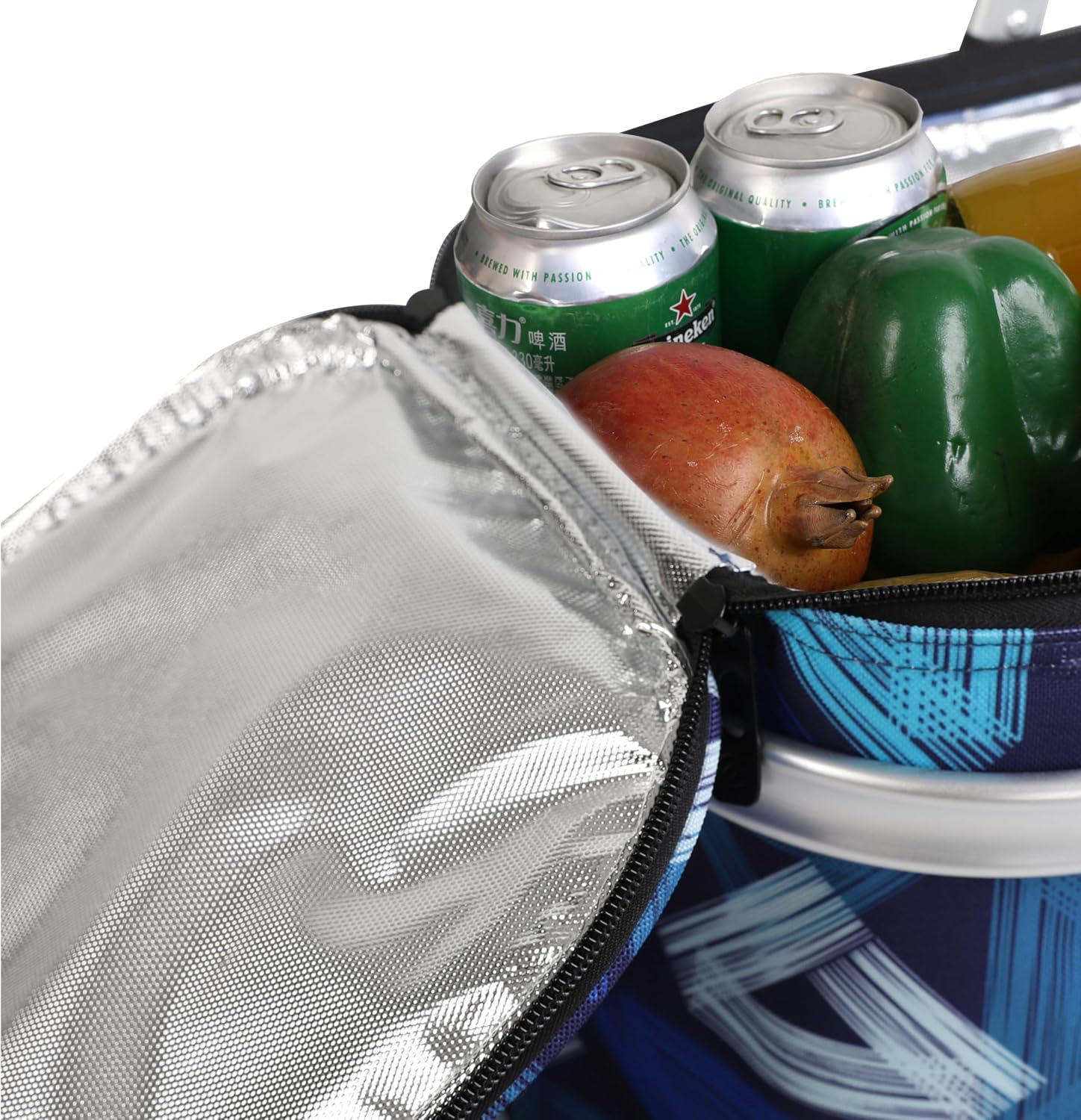 Detalle de ALLCAMP Faltbar Isoliert Kühltasche – Einkaufskorb Thermo mit Deckel, 2 Personen