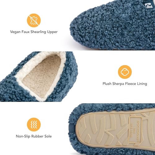 Detalle 2 de RockDove Women's Faux Shearling Closed-Back Slippers, UK 6, Lake Blue, Memory Foam