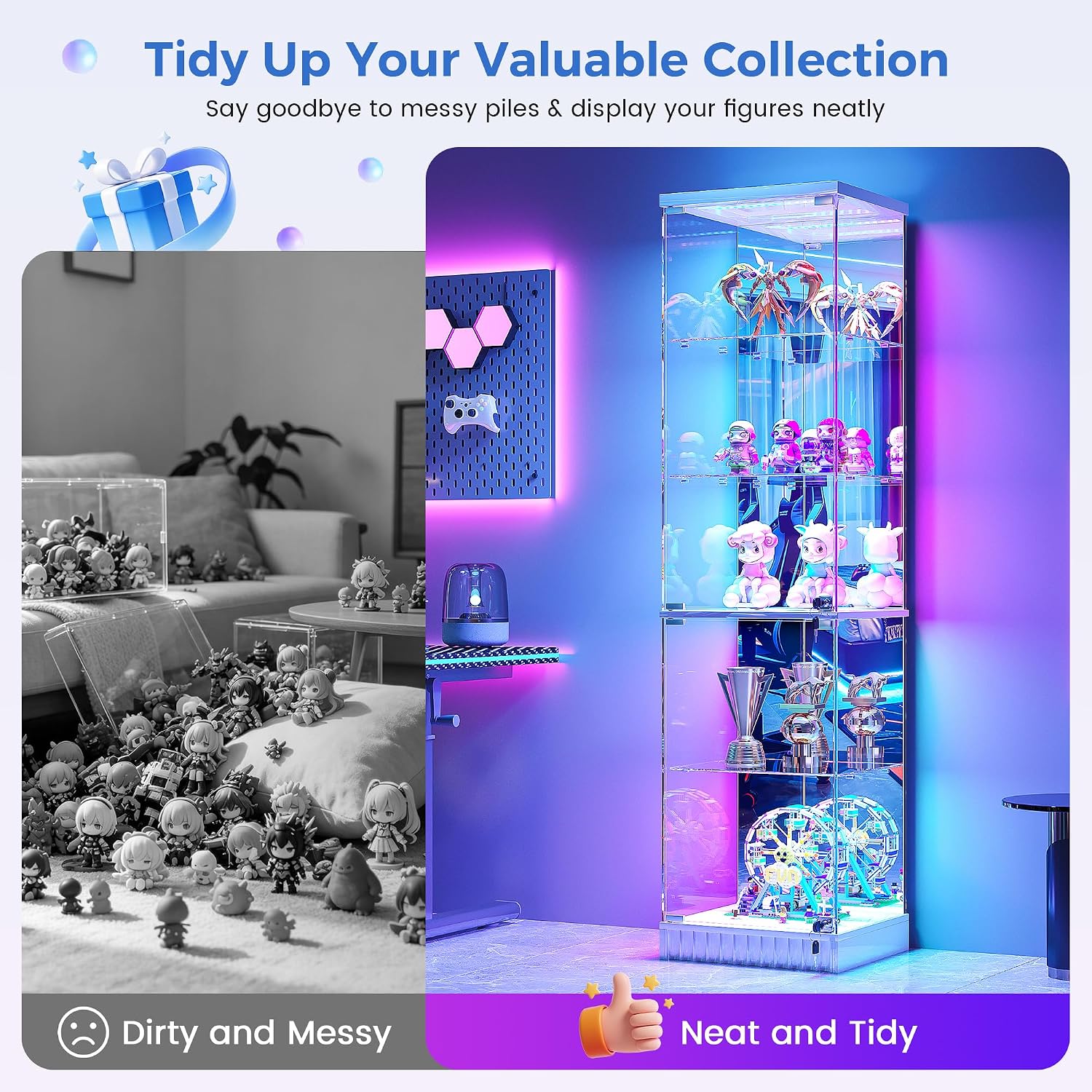 Thumbnail 4 de Lvifur Glass Display Cabinet, 5-Tier