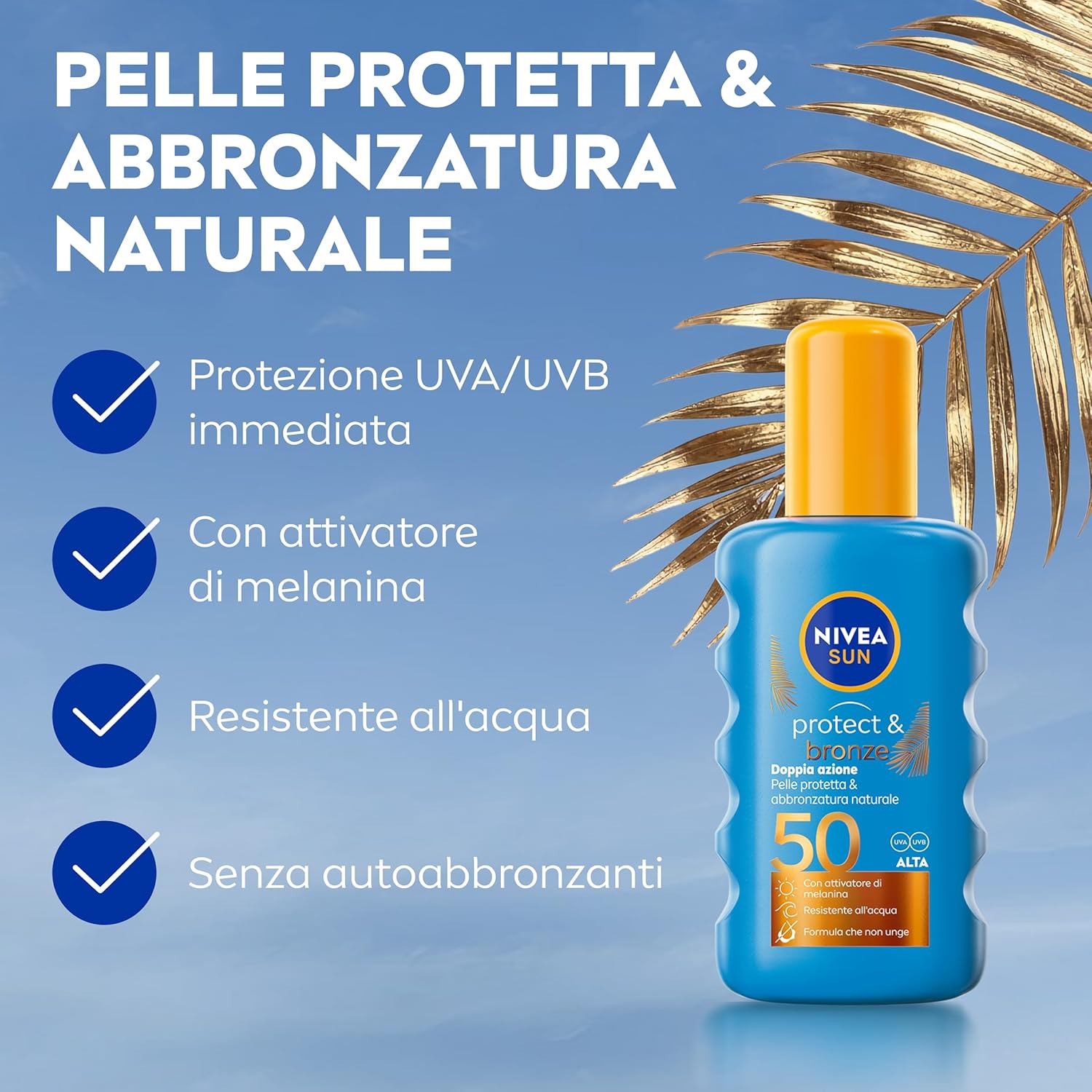 Detalle 2 de NIVEA SUN Protect & Bronze Spray SPF 50 – 200 ml: protezione affidabile e abbronzatura naturale