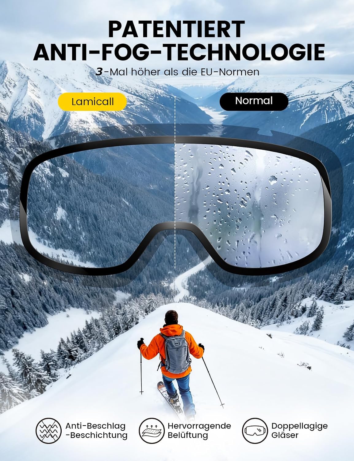 Detalle de Lamicall Skibrille OTG – klare Sicht