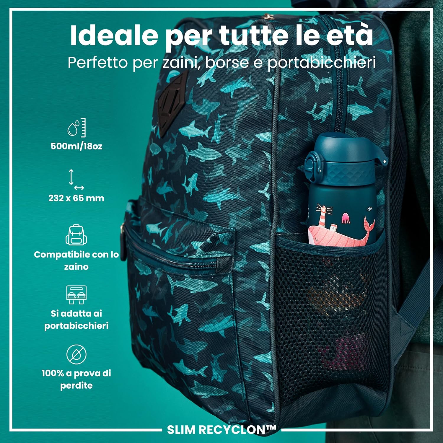 Detalle 2 de Ion8 Borraccia 500ml a prova di perdite 🥤