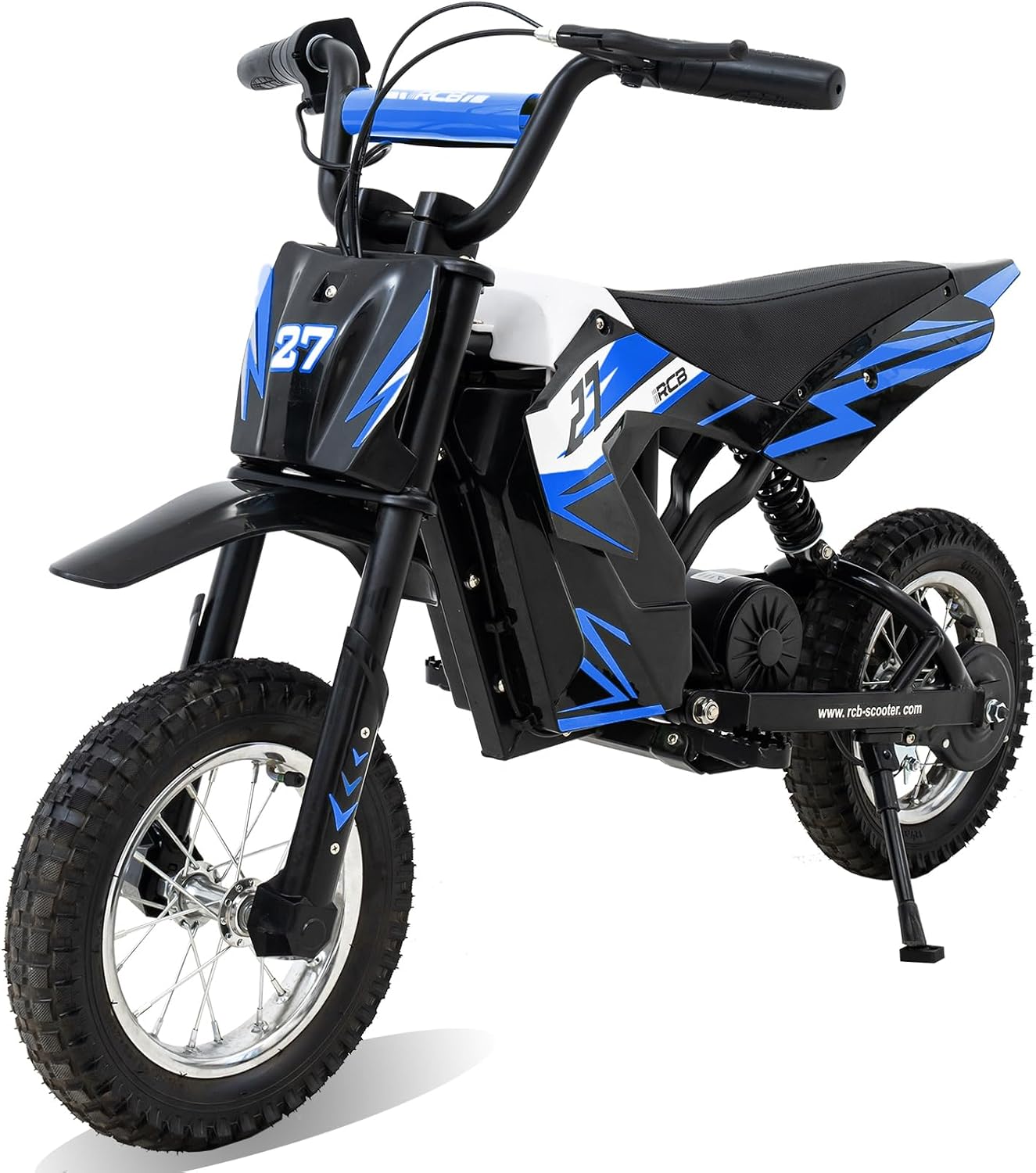 Detalle de RCB R9X Electric Motorcycle Kids (12 inch Pneumatic Tires) – 3 Speed Modes, 10.5 Mile Range, Blue