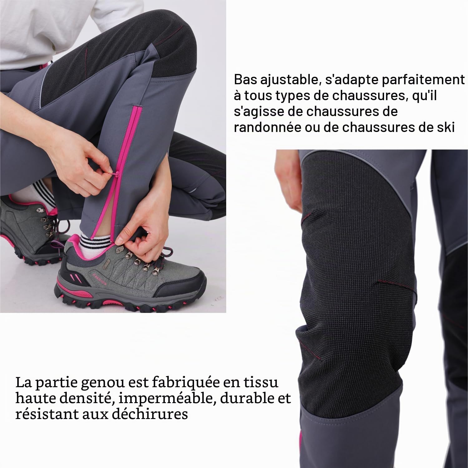 Detalle de WORK IDEA outdoorbroek voor dames, waterdicht en gevoerd met verstelbare taille