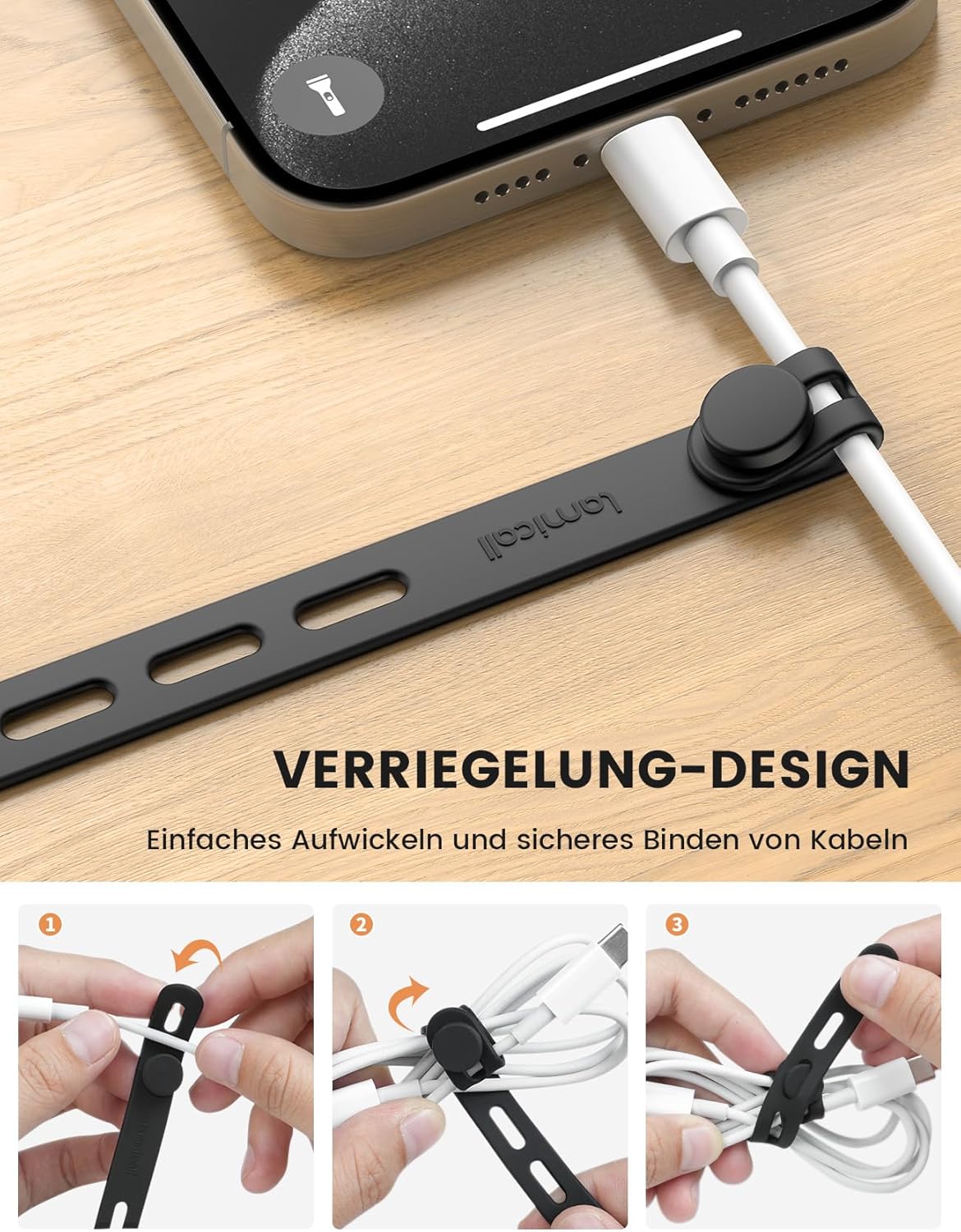 Thumbnail 2 de Lamicall 10er Silikon Kabelbinder 13 cm 🔌