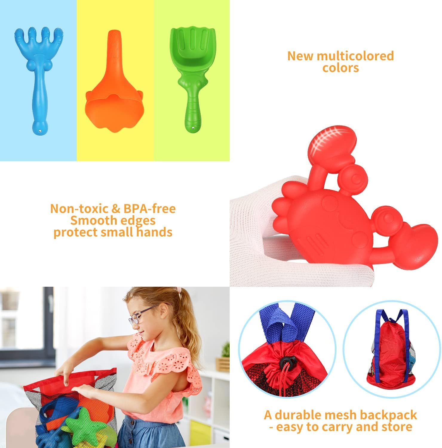 Thumbnail 4 de Elovien Beach Sand Toys 24Pcs: Durable, Foldable Buckets and All-in-One Sand Play Kit
