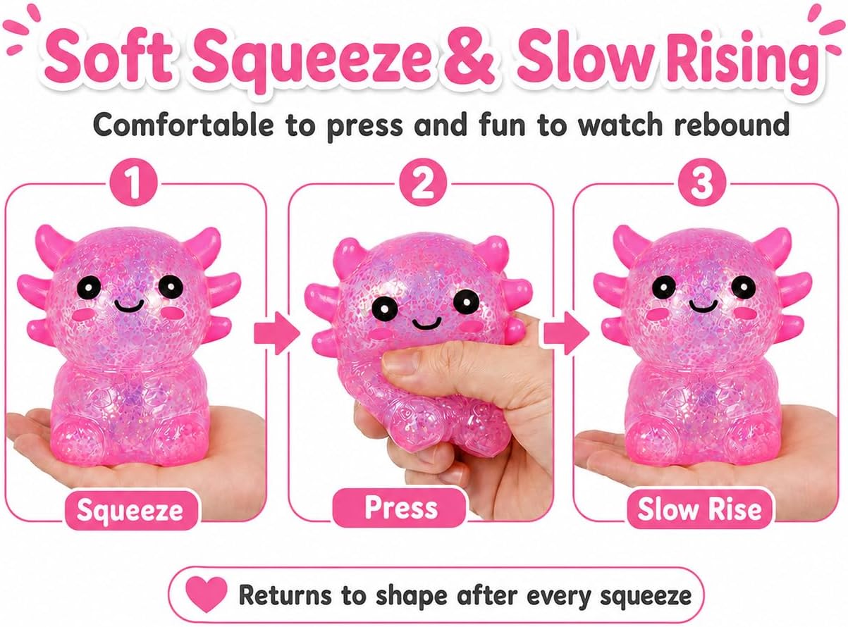 Detalle de Axolotl Squishy Stress Ball: Soft TPR Slow Rising Seated Axolotl Toy