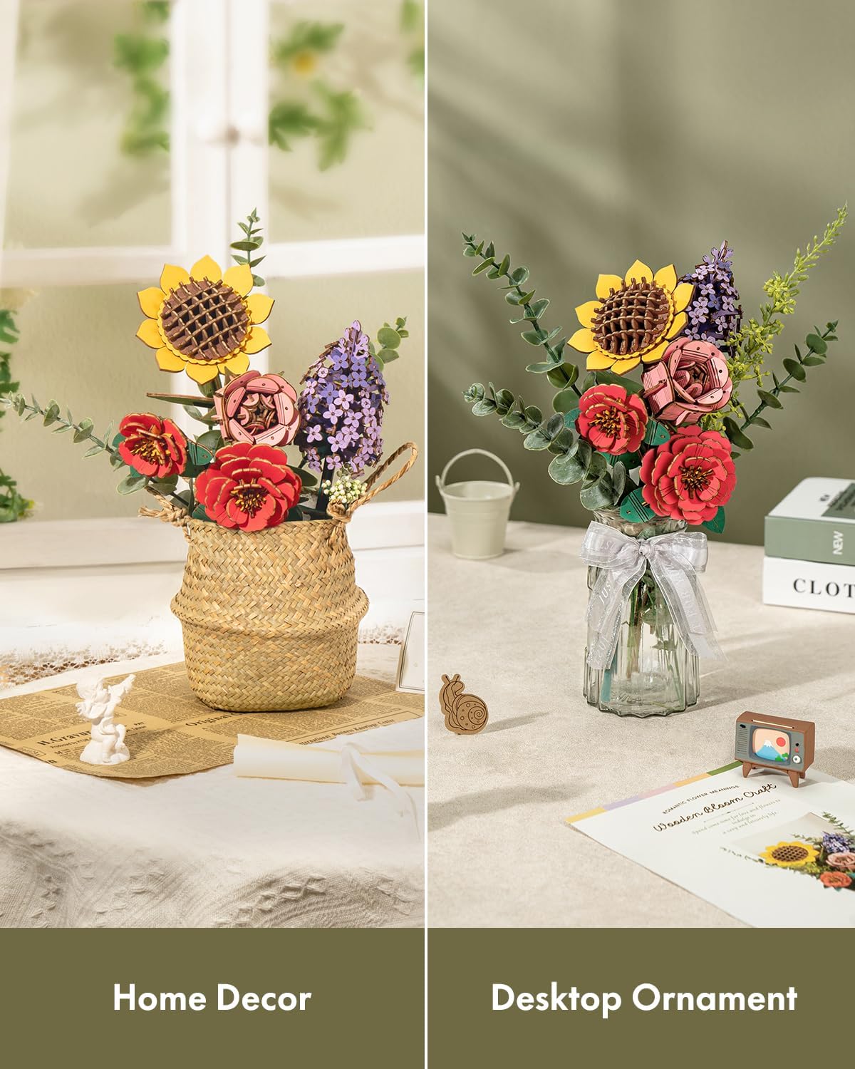 Detalle de ROBOTIME TW01H Wooden Flower Bouquet Kit