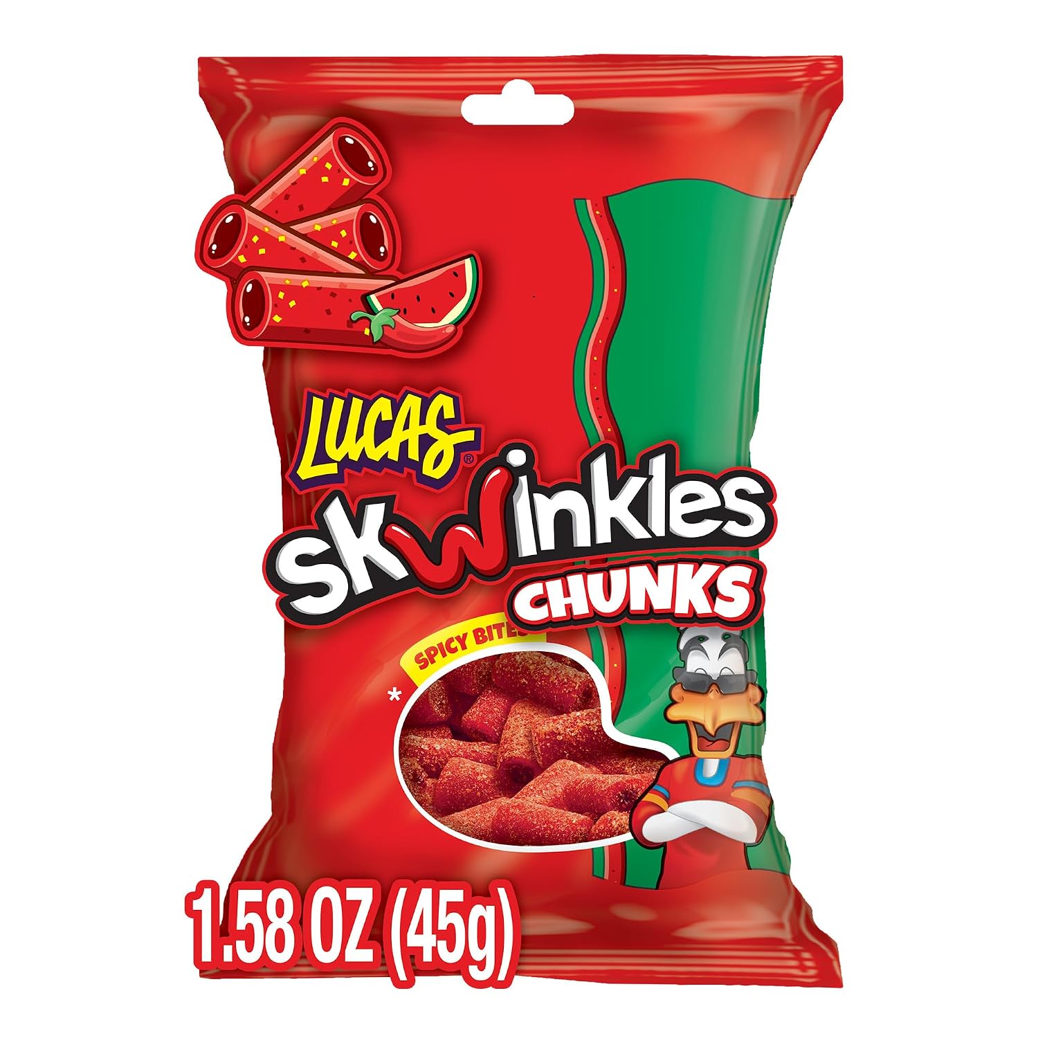 Detalle 2 de Lucas 810008801208 Skwinkles Chunk Candy, Watermelon Flavor, Tamarind Filling