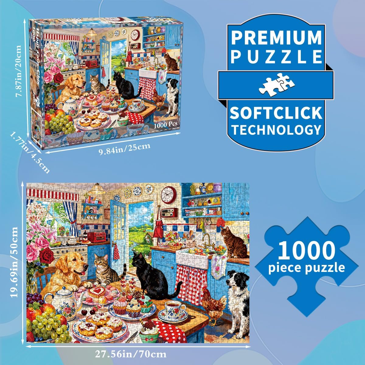 Detalle 2 de HUADADA 1,000-piece animal jigsaw puzzle