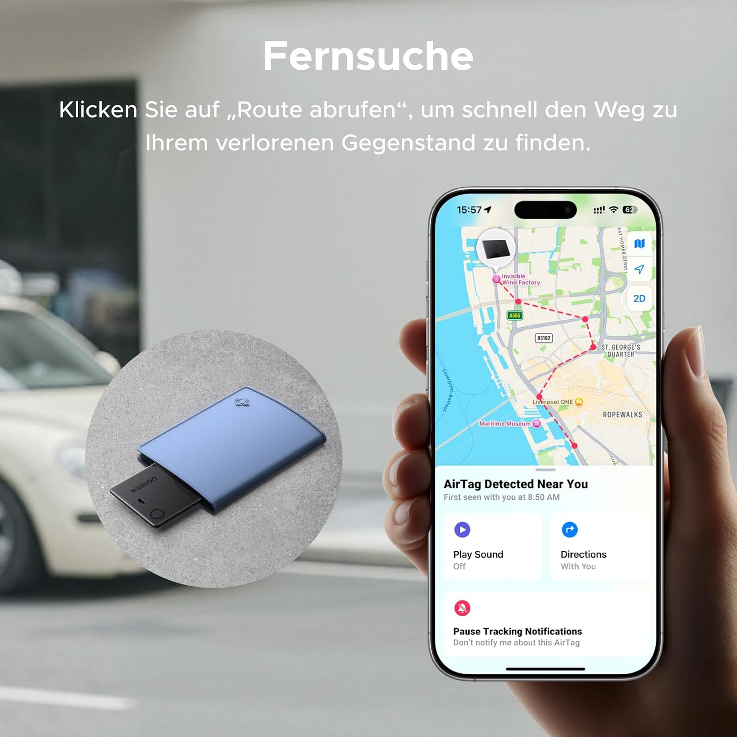 Detalle 2 de UGREEN FineTrack Slim Bluetooth Tracker