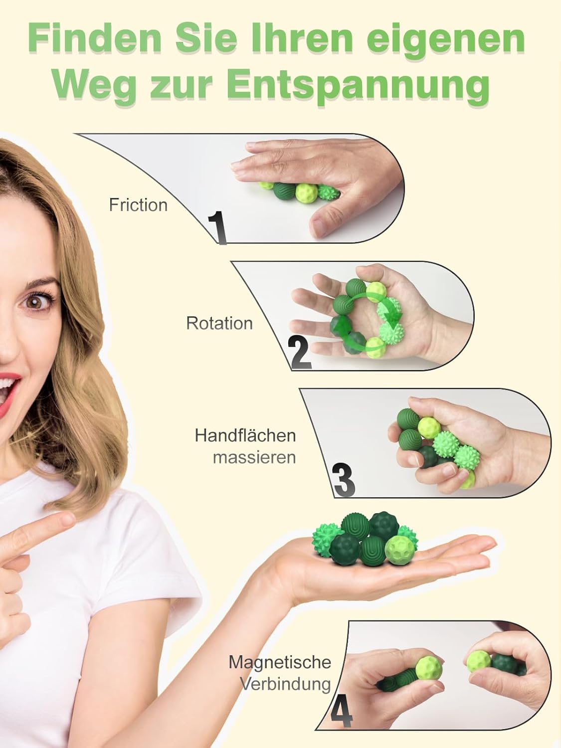 Detalle de 8 Stück Magnetische Fidget Toys: Grüne Silikon-Globus-Bälle für Stressabbau, Sensorik & Fokus
