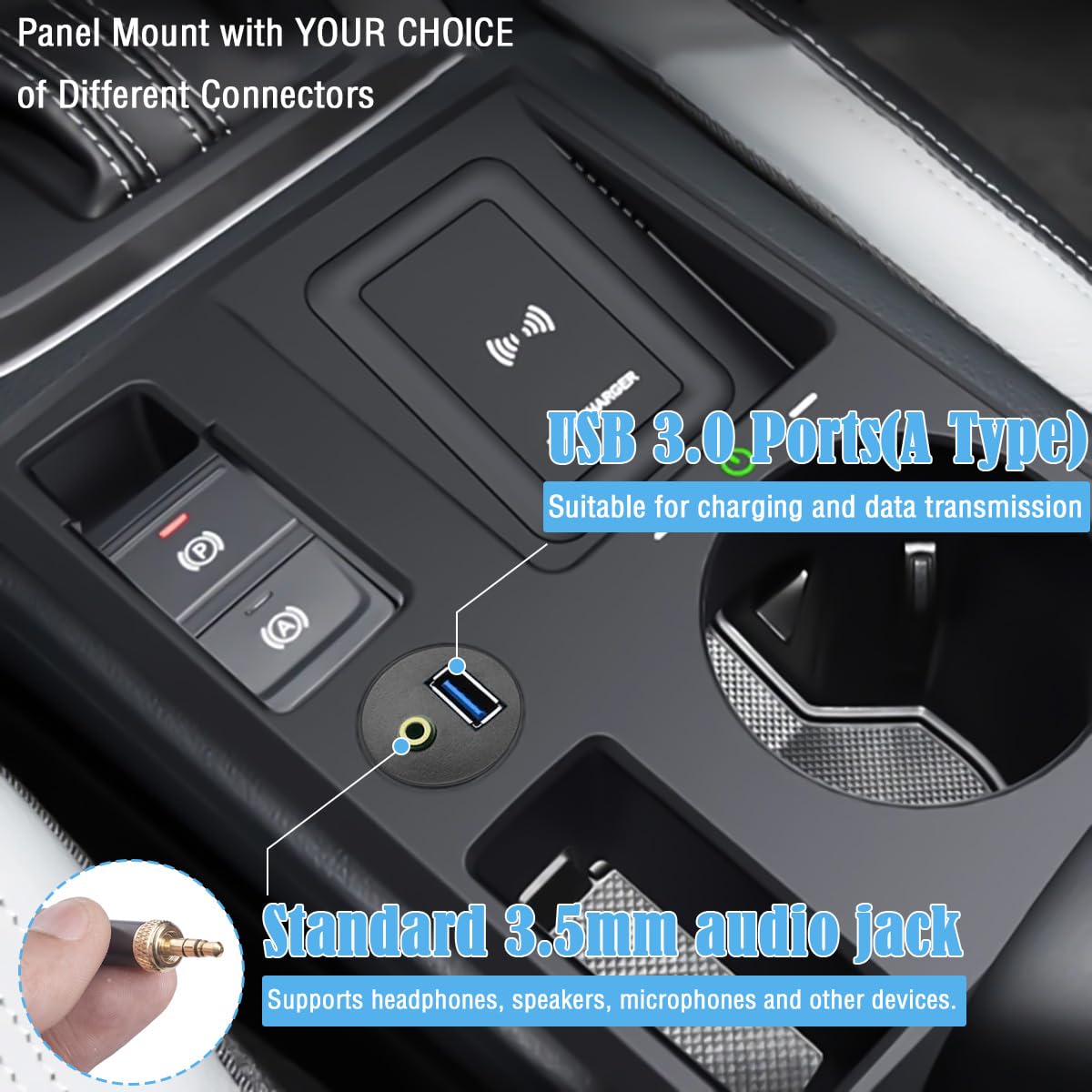 Thumbnail 3 de DAOKAI USB 3.0 + 3.5mm Audio Flush Mount Cable (1m/3ft) for Car, Truck, Boat & More