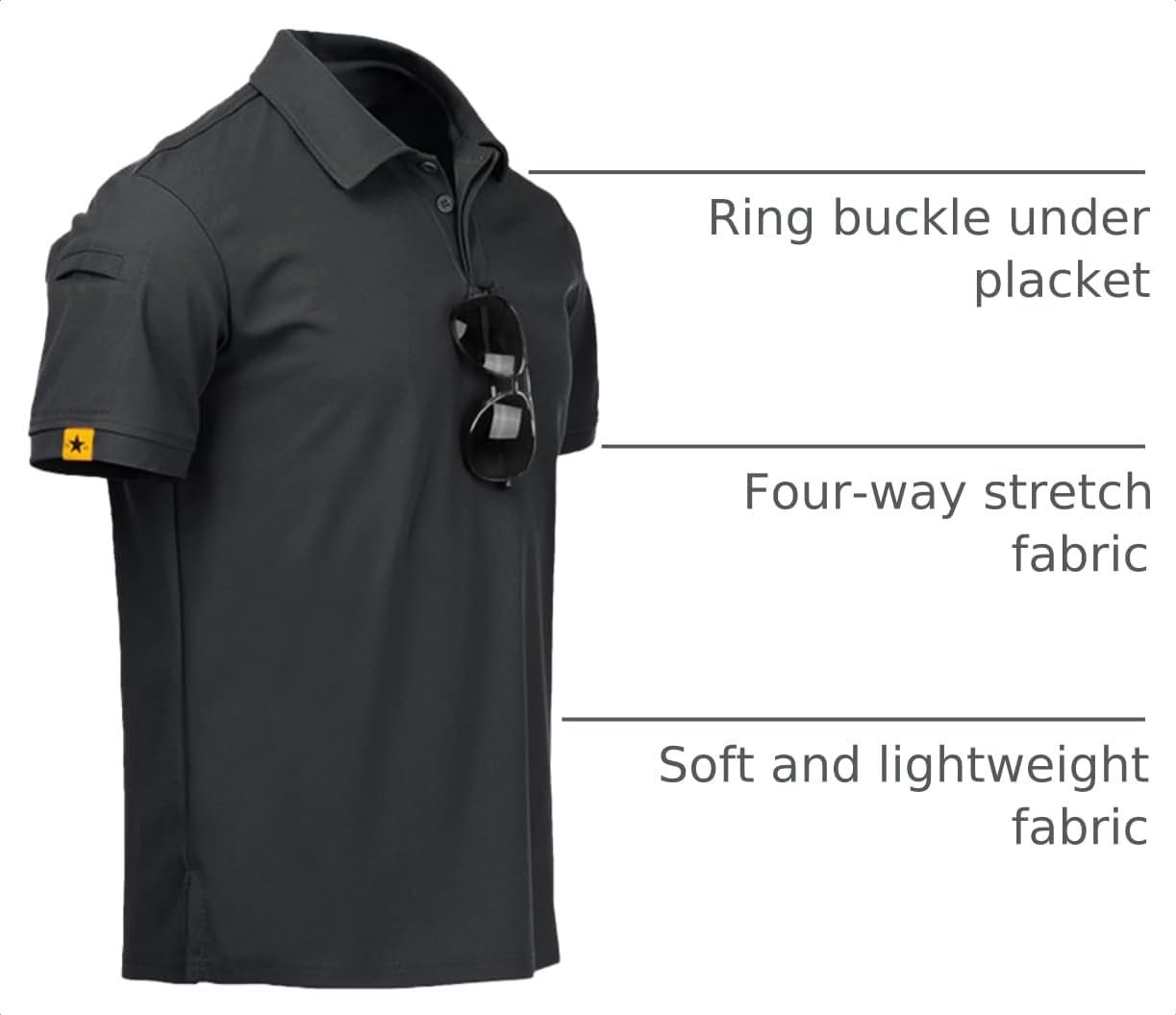 Thumbnail 3 de ZITY Men’s Short-Sleeve Polo Shirt (Athletic, Tactical-Style) for Golf & Everyday Wear