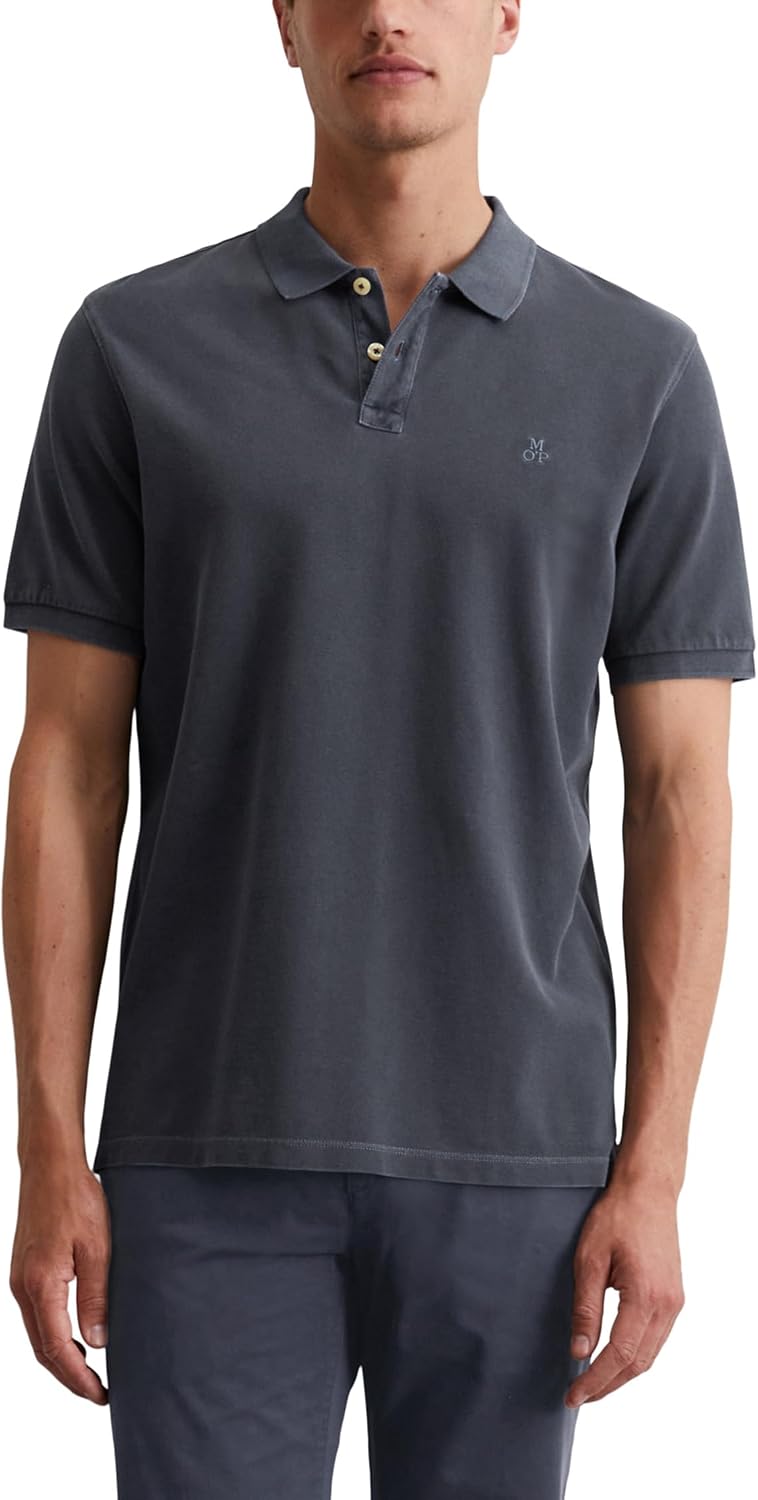 Detalle de Marc O'Polo Herren T-Shirt B21223053092 – Basic Polo in Bio-Baumwolle, Regular Fit