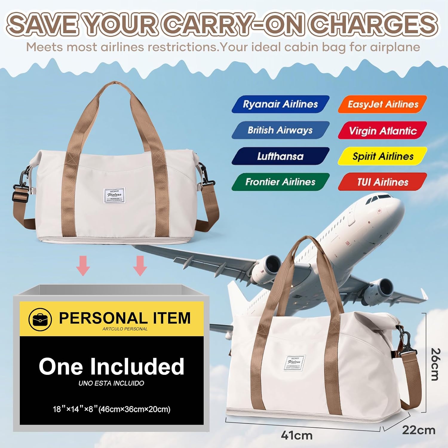 Detalle de SEAFEW Reisetasche Damen 40x30x20 – Wasserdichte Sporttasche mit separatem Nassfach, 35 L, Weekender & Travel Duffle