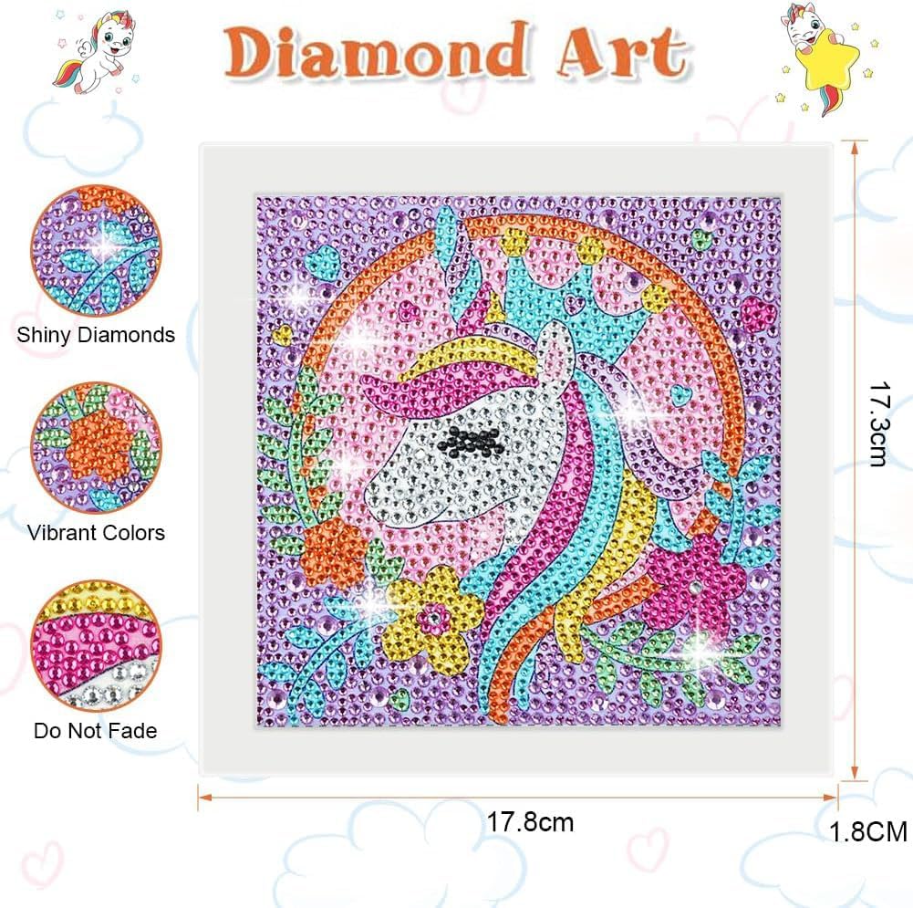 Detalle 2 de AUAUY Diamond Painting Kit 5D con cornice in legno e immagine Unicorno