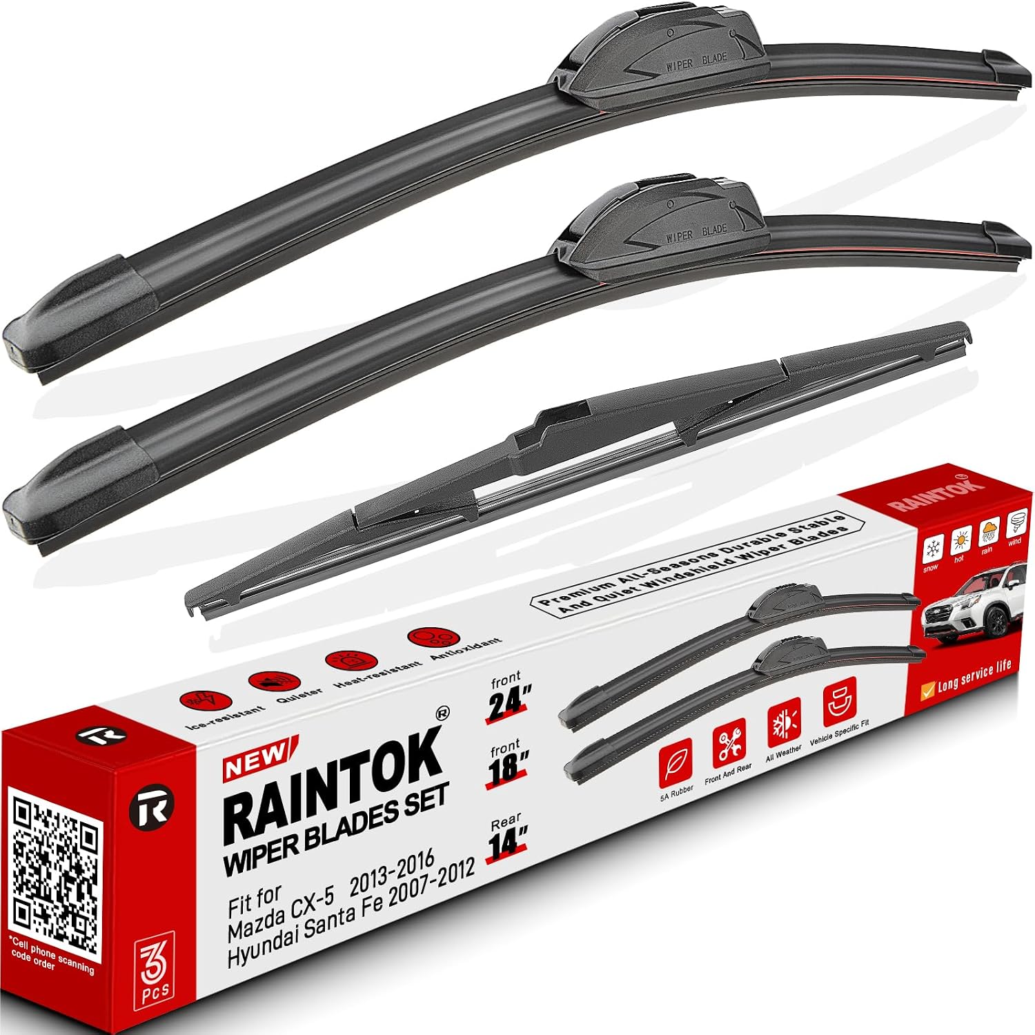 Detalle de RAINTOK Windshield Wiper Blades 3-Pack