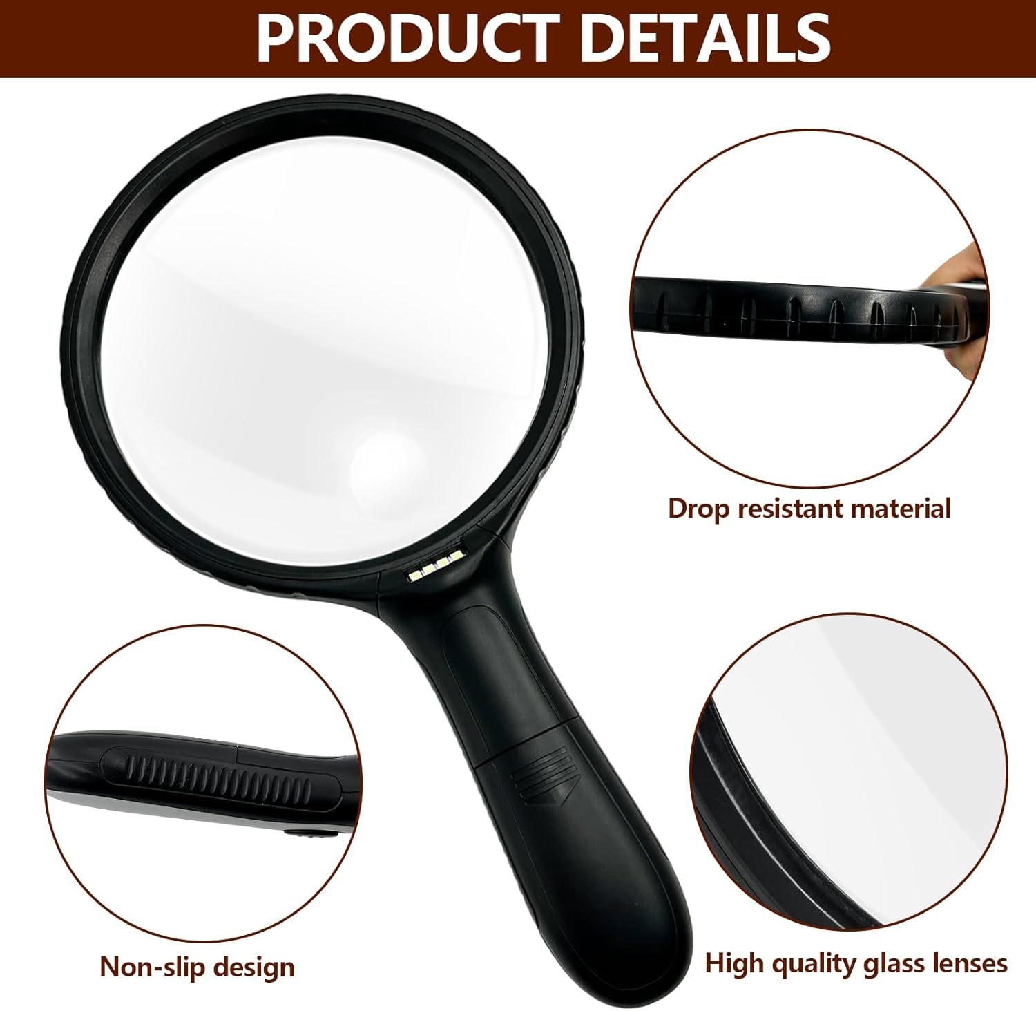 Thumbnail 2 de Zeeorymn Large 145mm Magnifying Glass with Light (30X) for Seniors, Coins & Jewellery Inspection