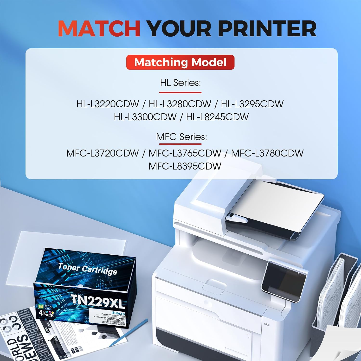 Detalle de SUDLTO TN229XL TN229 Toner Cartridges, 4-Colour High-Yield Set