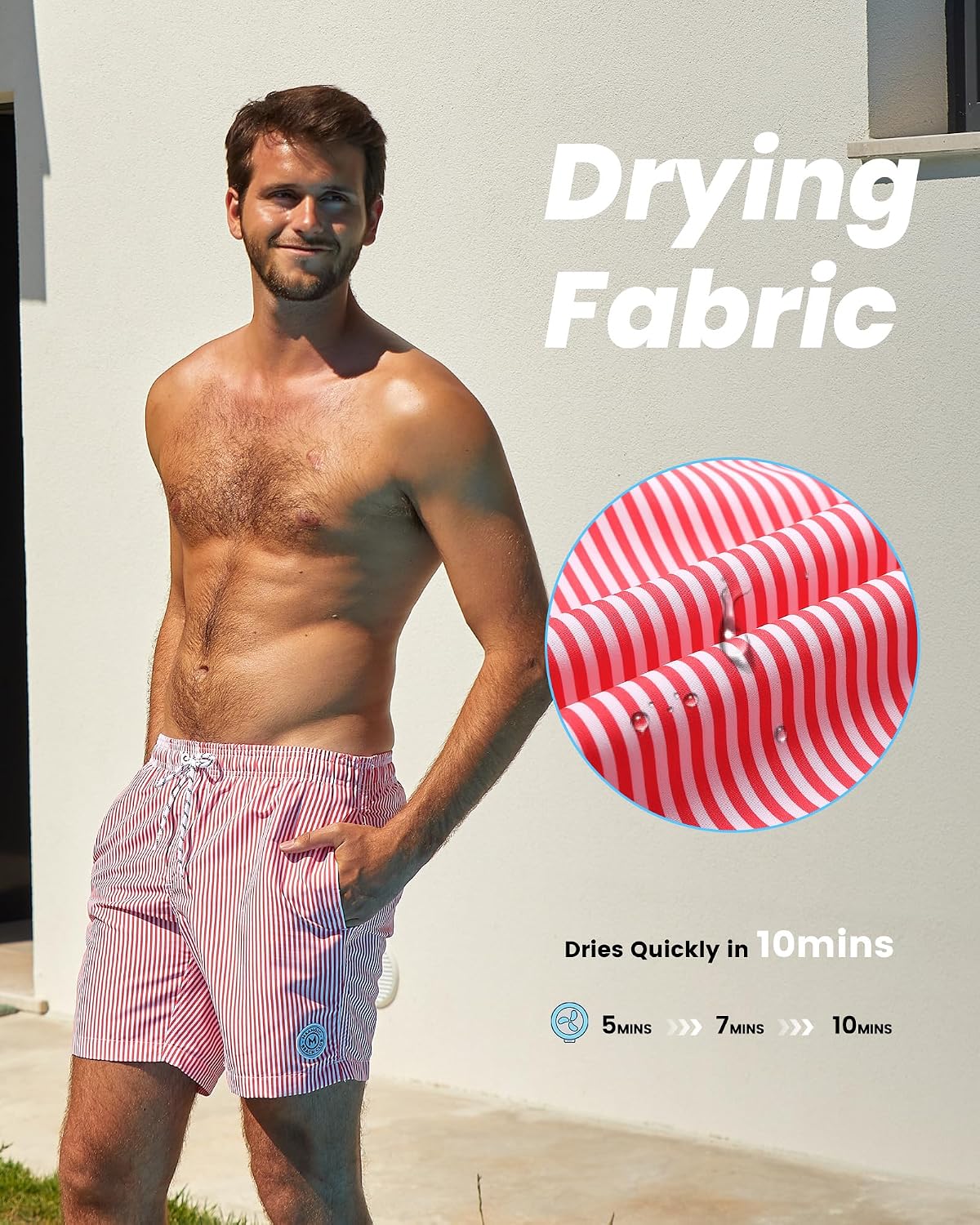 Detalle de Quick-dry swimming trunks with mesh lining