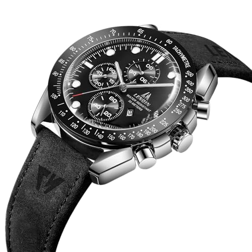 Detalle de LN LENQIN Reloj para Hombre – Reloj Cuarzo Analógico de Pulsera con Correa de Cuero