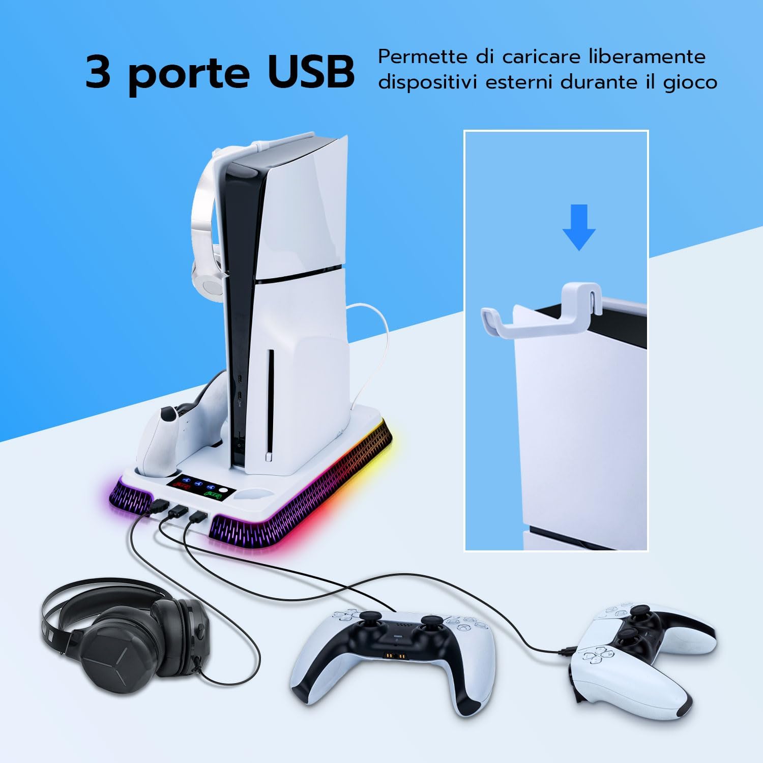 Thumbnail 6 de Wigearss Supporto Verticale PS5 con RGB e Ventola